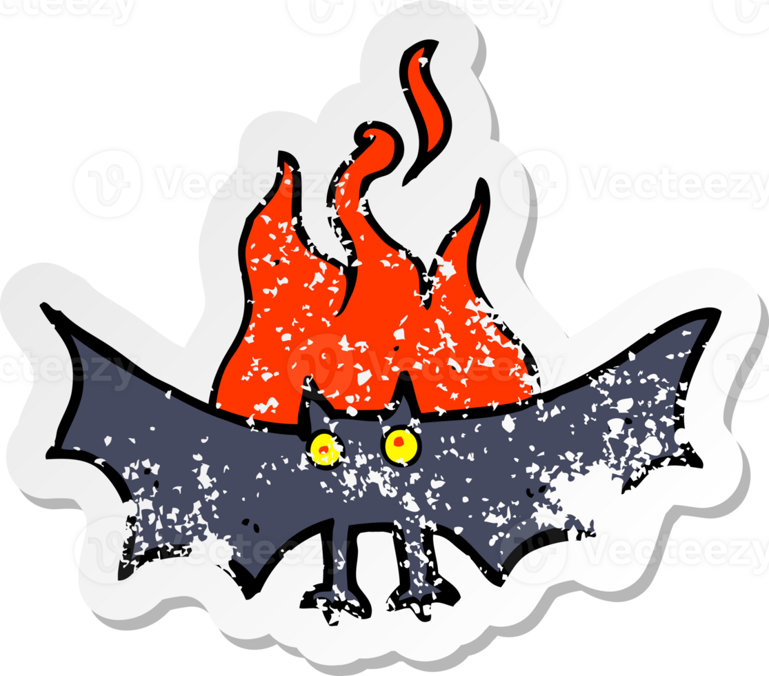 Wallpaper #r3KDMpMBX2lk1u3ogFrF264 Retro Distressed Sticker of a Cartoon Spooky Vampire Bat 36363566 Png