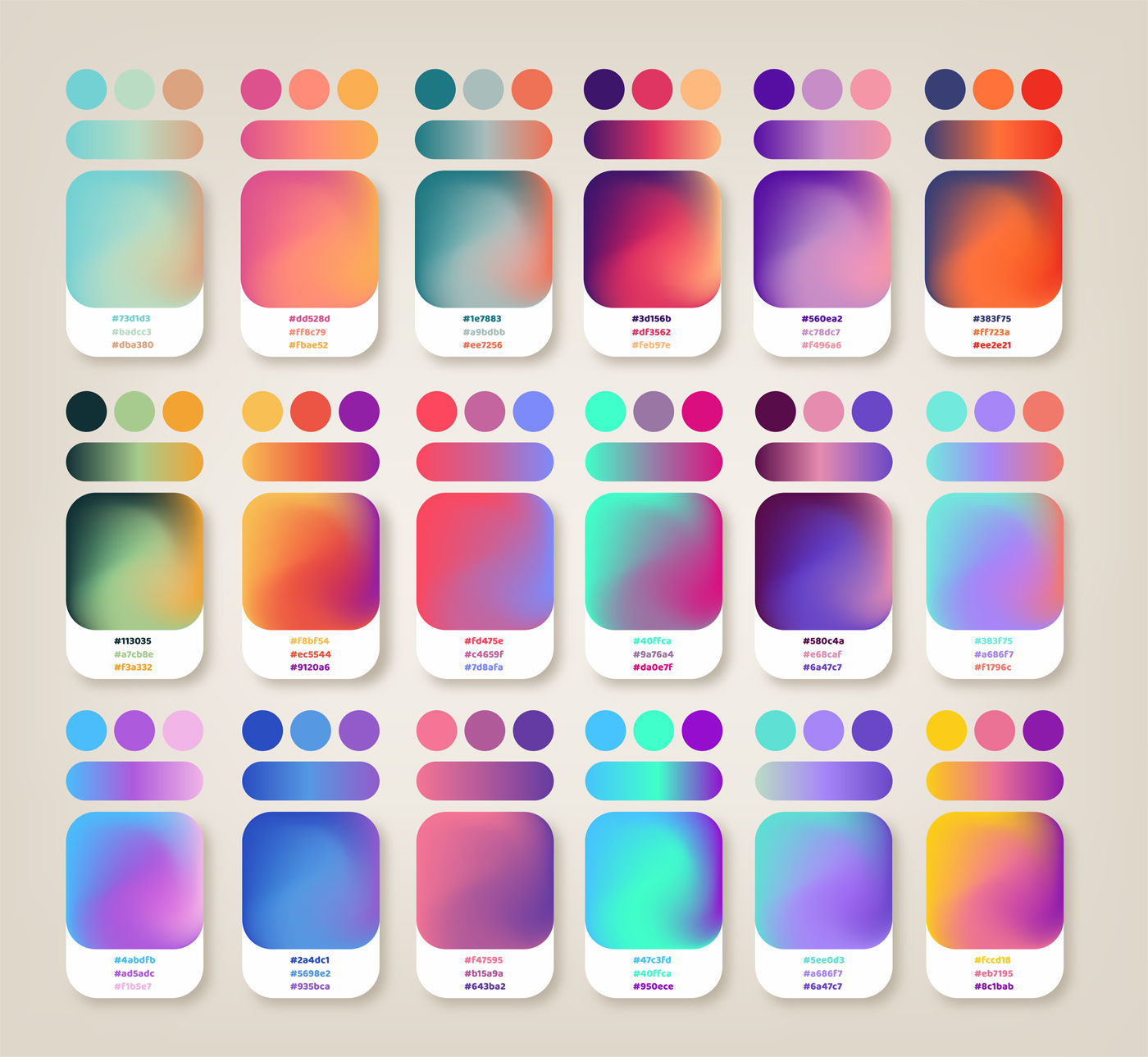 Wallpaper #4d8a7 Trendy Beautiful Gradient Color Palettes 2744052 Vector Art at Vecteezy