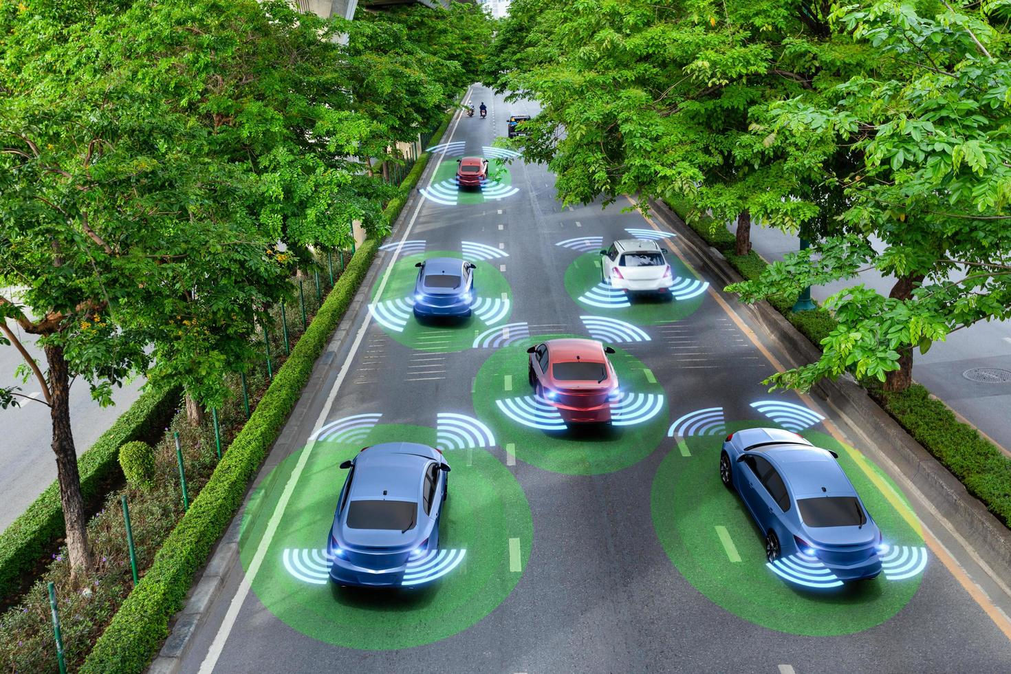 Wallpaper #dmdX_ZIBSpphPi3--Zv2147 Smart Cars with Automatic Sensor Driving on Green Road with Wireless