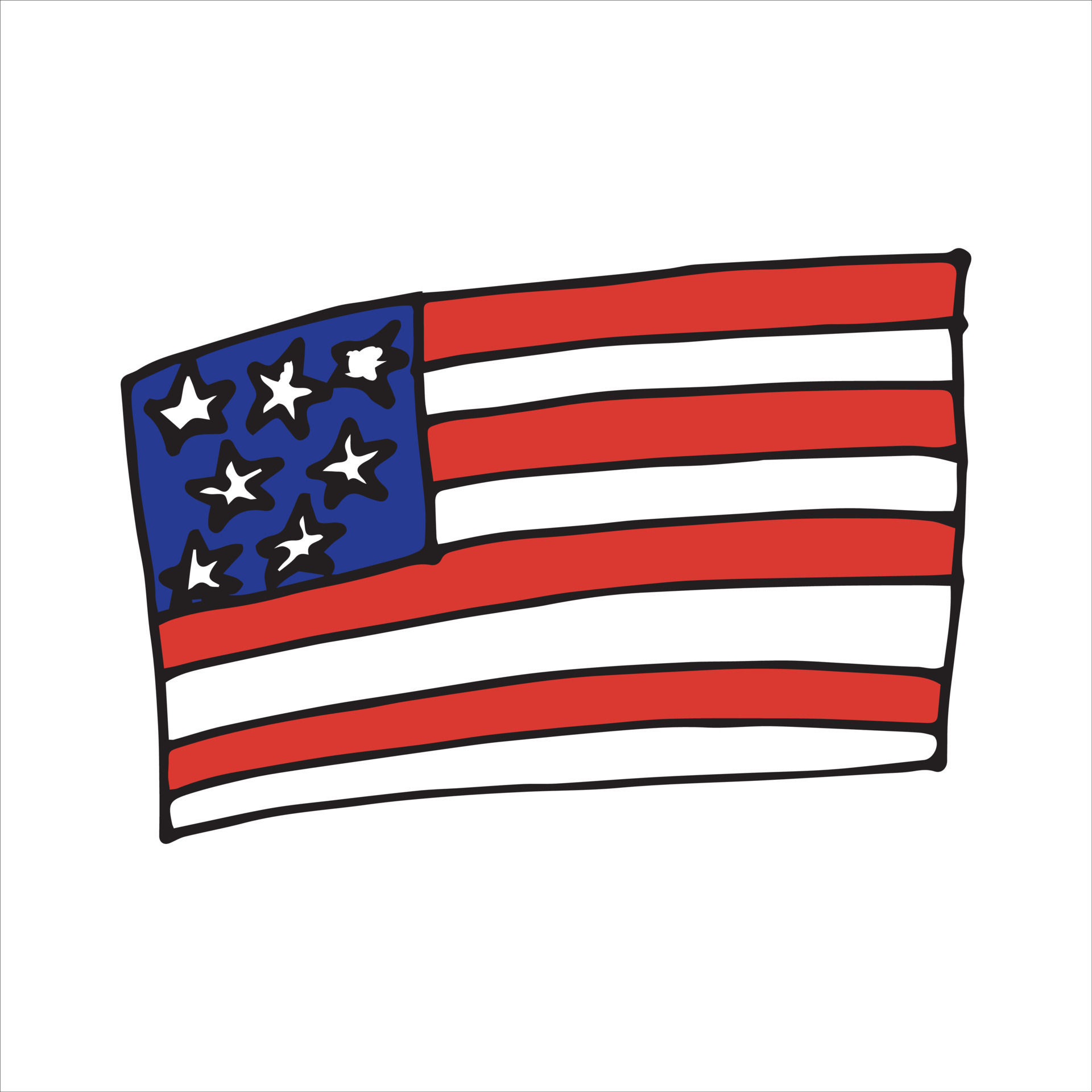 Wallpaper #FdvSXZcBzF5tfotJi-QK30 Vector Drawing in Doodle Style USA Flag Simple Illustration Cartoon