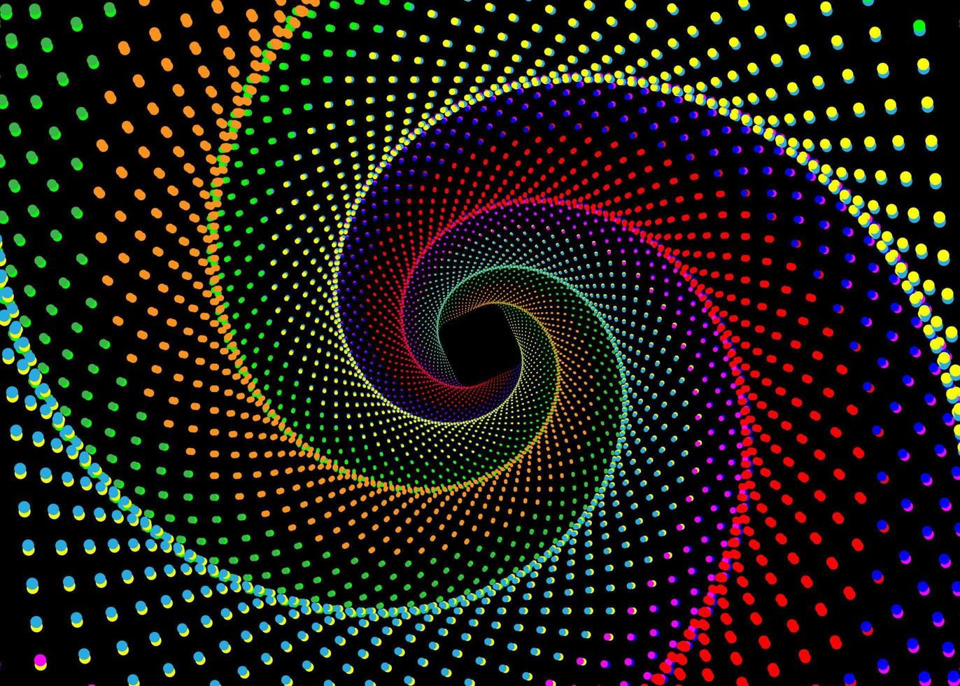 Wallpaper #wWf165IBSpphPi3-9E-1123 Black Red Pink Blue Cyan Orange Green and Yellow Dotted Spiral