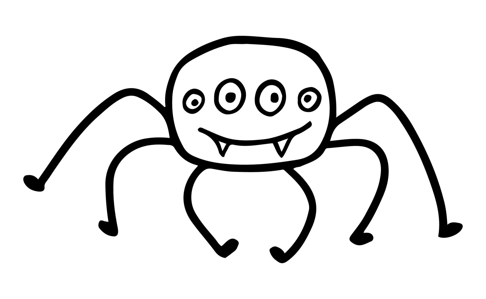 Wallpaper #zGexDZMBSpphPi3-sebl128 Vector Isolated Cute Spider with Fangs Picture Illustration in Doodle