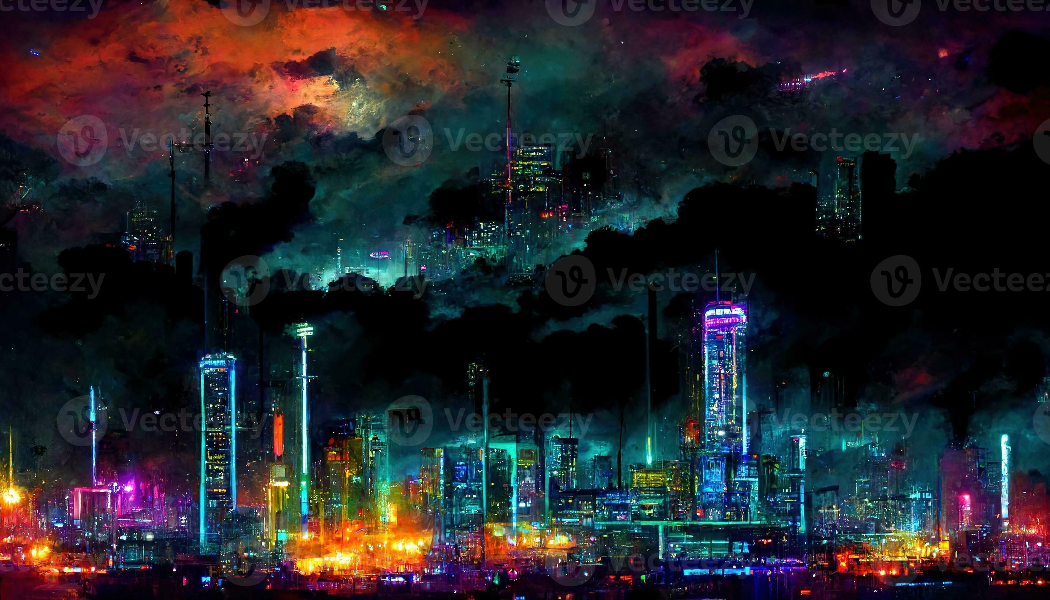 Wallpaper #OddBMpMB4Oq-IITvxDZL85 Streets of Cyberpunk City Colorful City Lights Neon Signs Futuristic