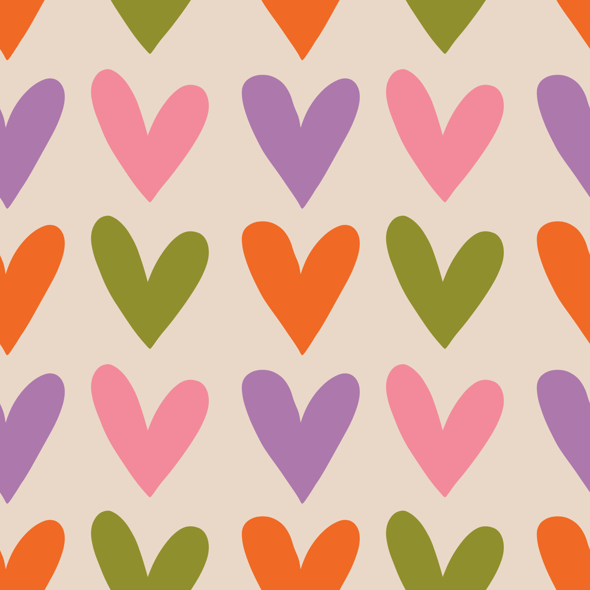 Wallpaper #tGeU55IBSpphPi3-kjik1 Aesthetic Retro Romantic Printable Groovy Hearts Seamless Pattern