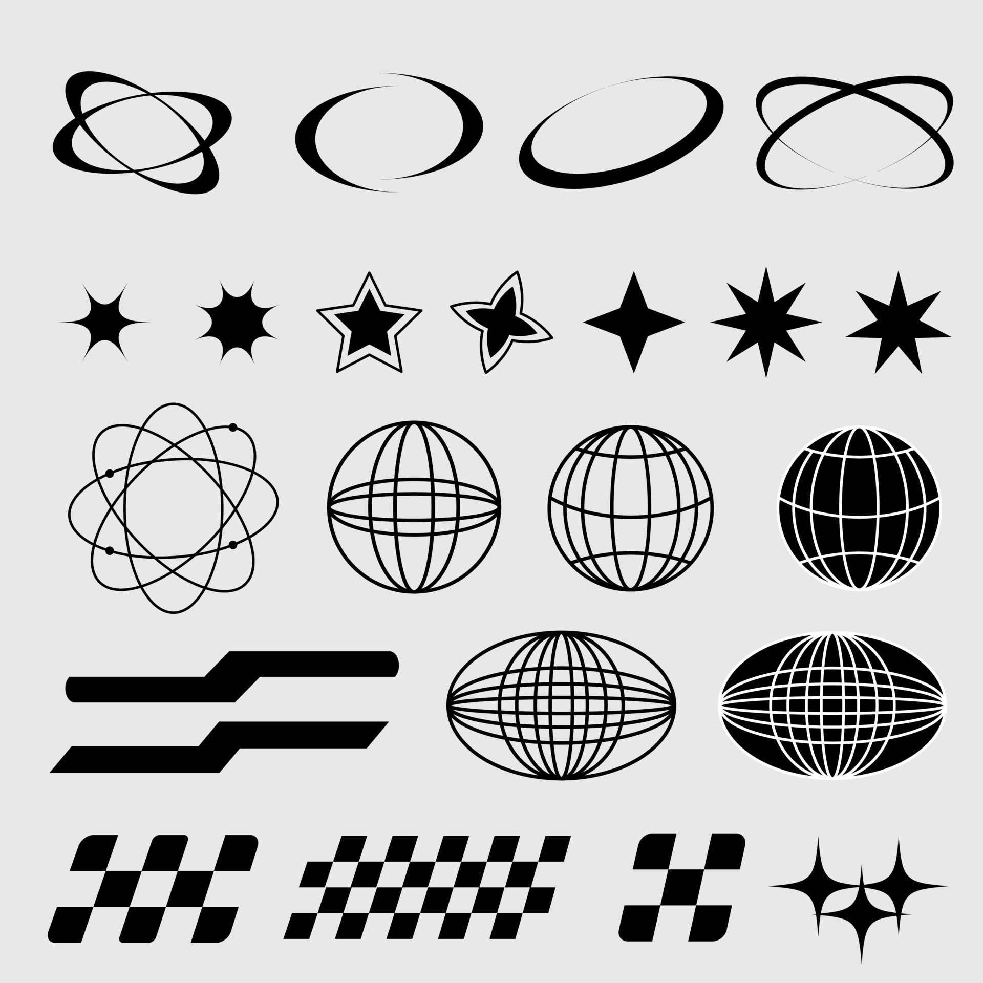 Wallpaper #5mdt8JIBSpphPi3-RGZx185 Y2k Black Element Retro Star Icons Globe Elements for Posters and