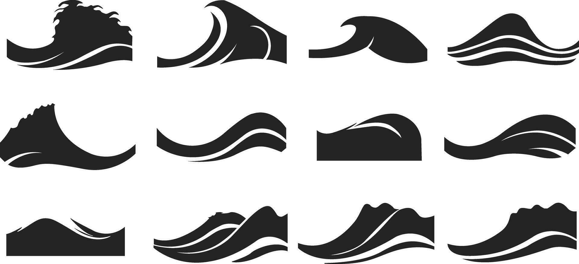 Wallpaper #YmcfCZMBSpphPi3-Vc4825 Set of Wave Silhouettes Wave Icons Set Flat Wave Vectors 35060915