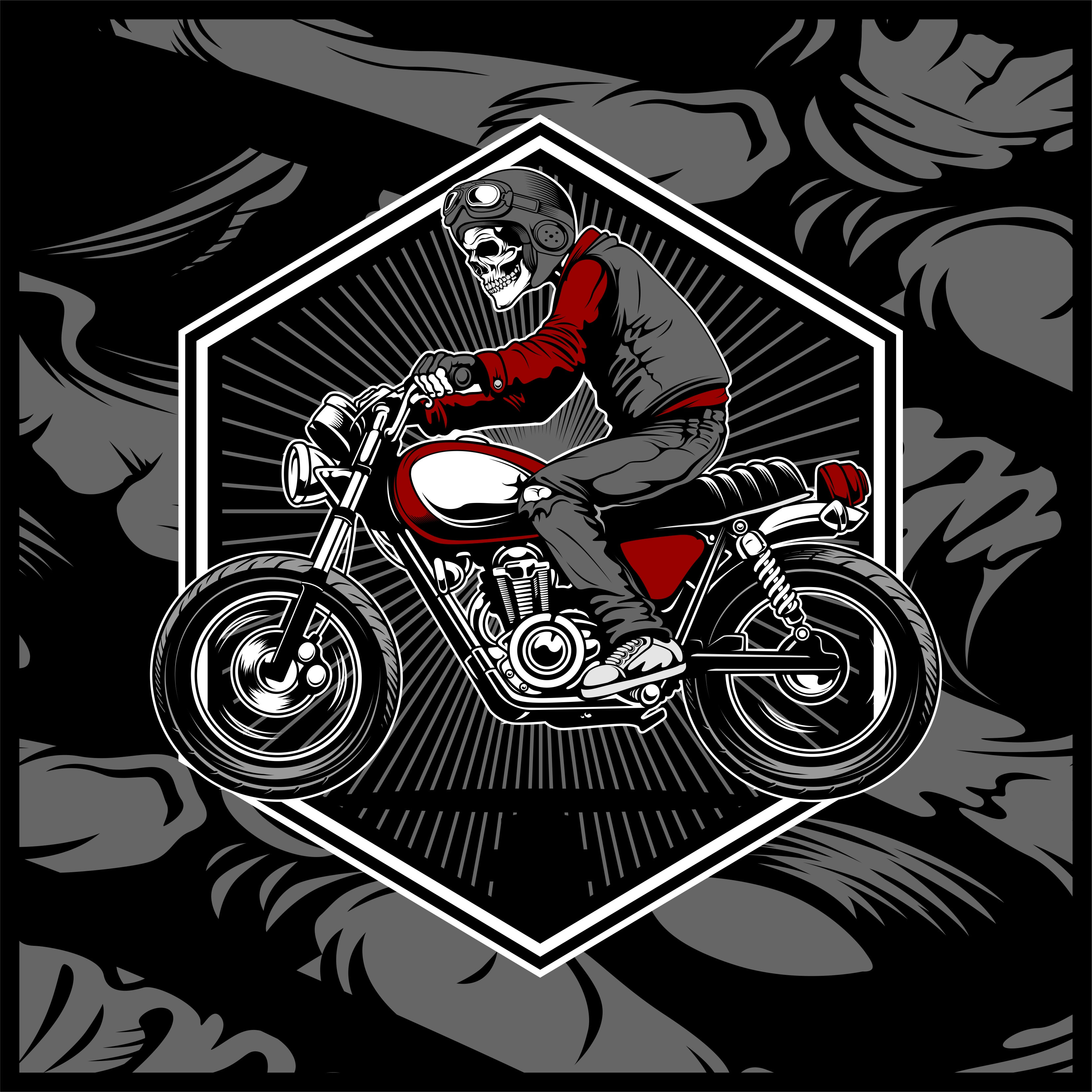 Wallpaper #HH2b9I4Bnwiau_P6pBBV45 Skull Wearing a Helmet Riding an Old Motorcyclevector 540717 Vector