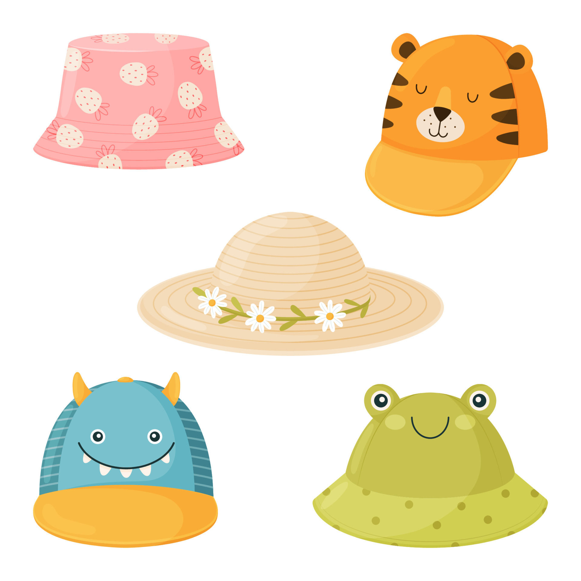 Wallpaper #DUC0L5MBJhL2WPbabr7m253 Set of Cartoon Children S Summer Hats Collection of Hats for Boys and