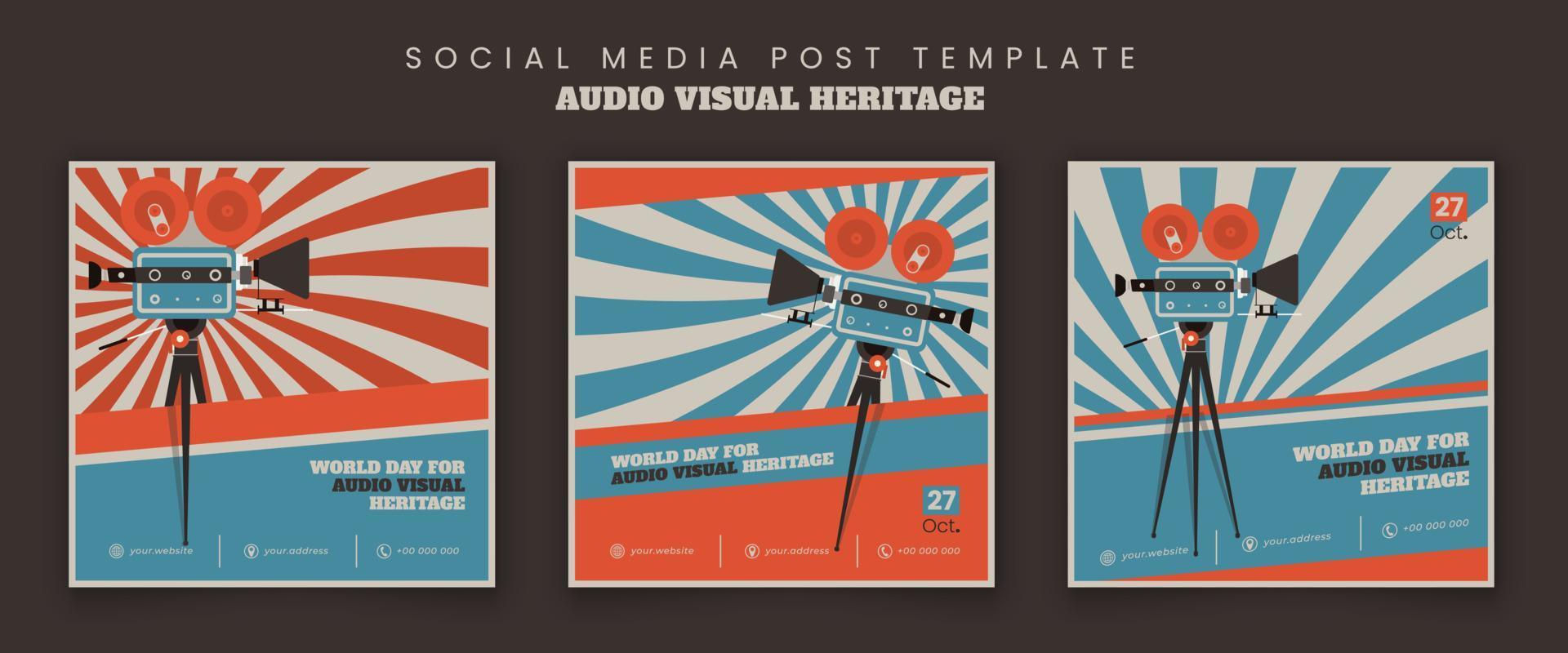 Wallpaper #lWe_75IBSpphPi3-ZGNL204 Social Media Post Template with Flat Video Camera Design in Retro Blue