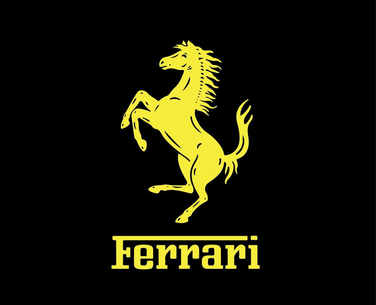 Wallpaper #32hjFZMBSpphPi3-5gep51 Ferrari Marca Logotipo Simbolo Com Nome Amarelo Projeto Italiano Carro
