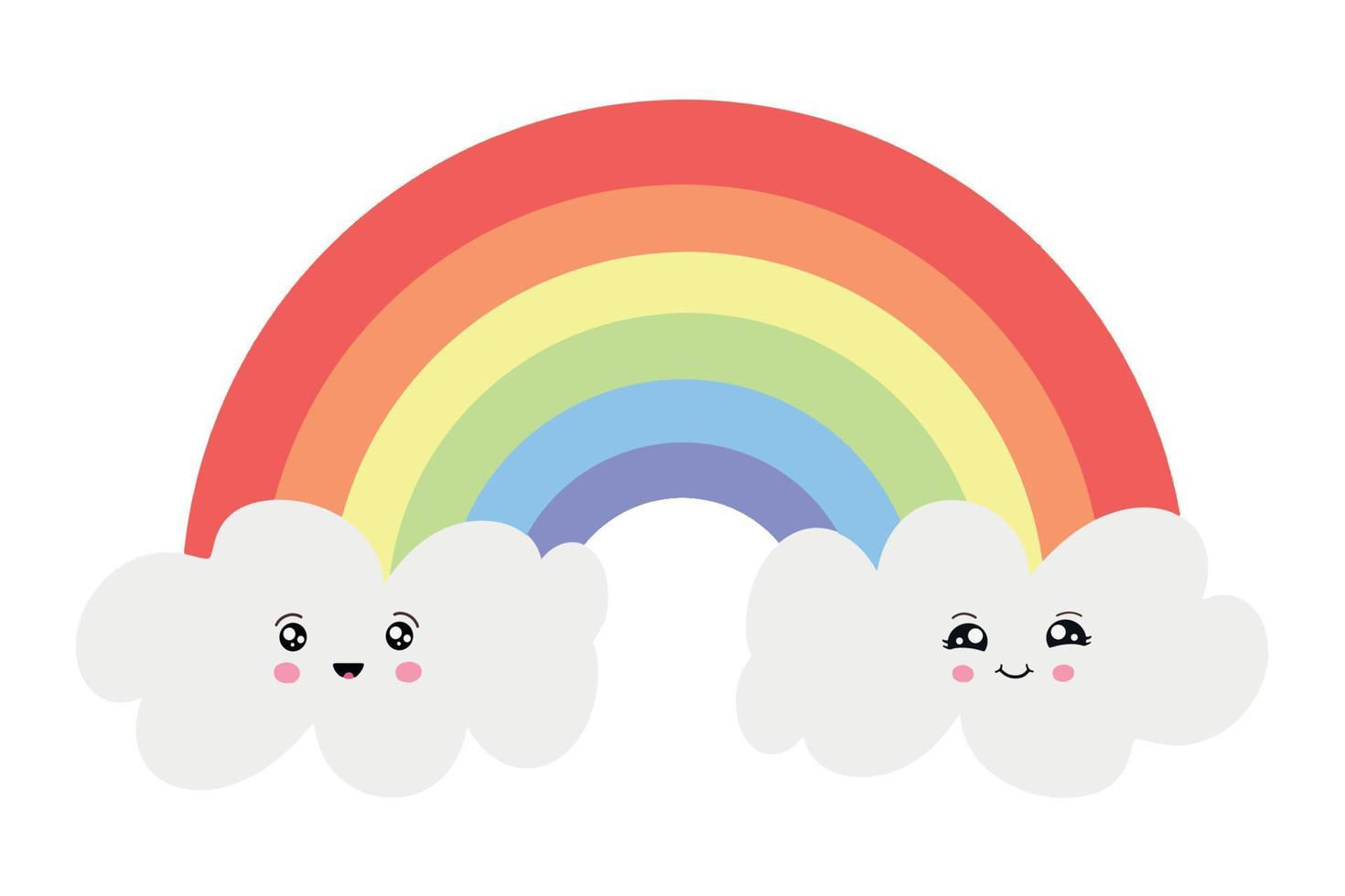 Wallpaper #_2eP9ZIBSpphPi3-1n_c268 Colorato Arcobaleno Con Bianca Nuvole Nel Kawaii Stile Arcobaleno