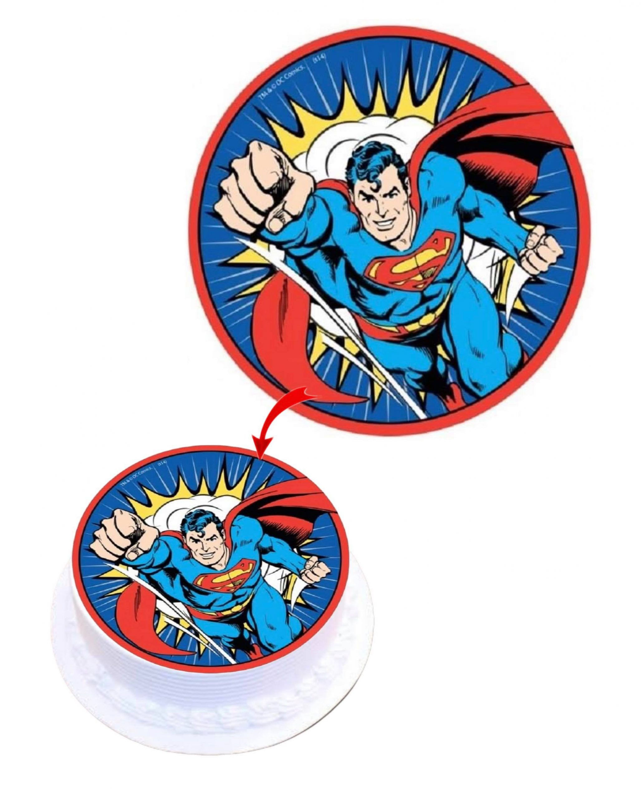Wallpaper #_mdHCpMBSpphPi3-kNPr140 Superman Edible Cake Topper Round Images Cake Decoration Happy Party