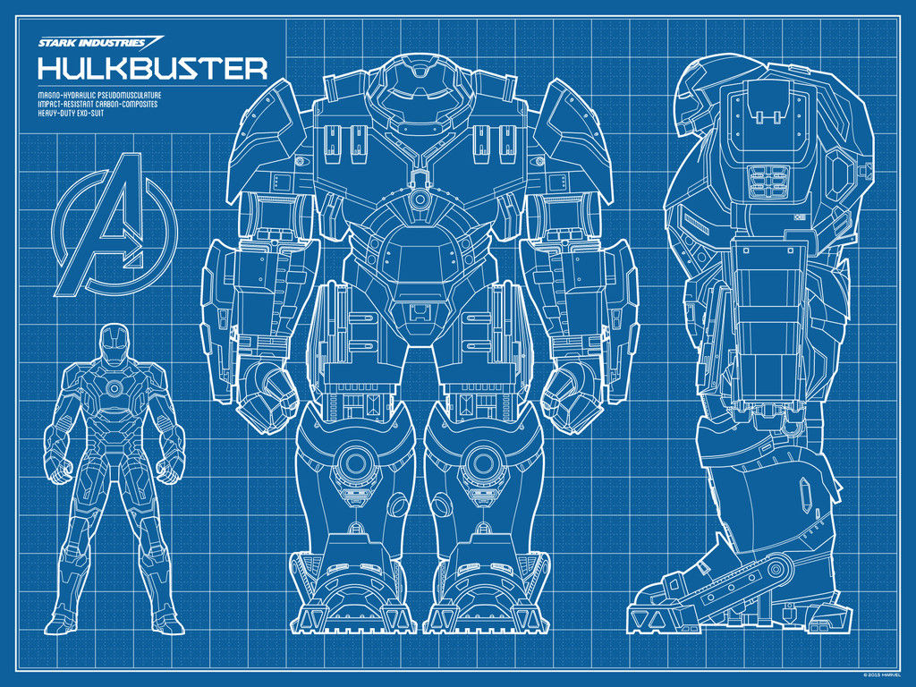 Wallpaper #rsYJM5MBVgN6TXj6C3eV373 Hulkbuster Blueprint Screenprint by Timcab Trampt Library
