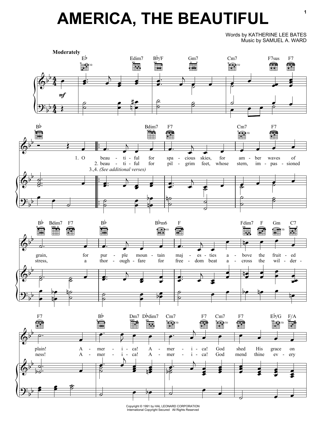 Wallpaper #WXMIg44BFI5NbQksNhm443 America the Beautiful Sheet Music Direct