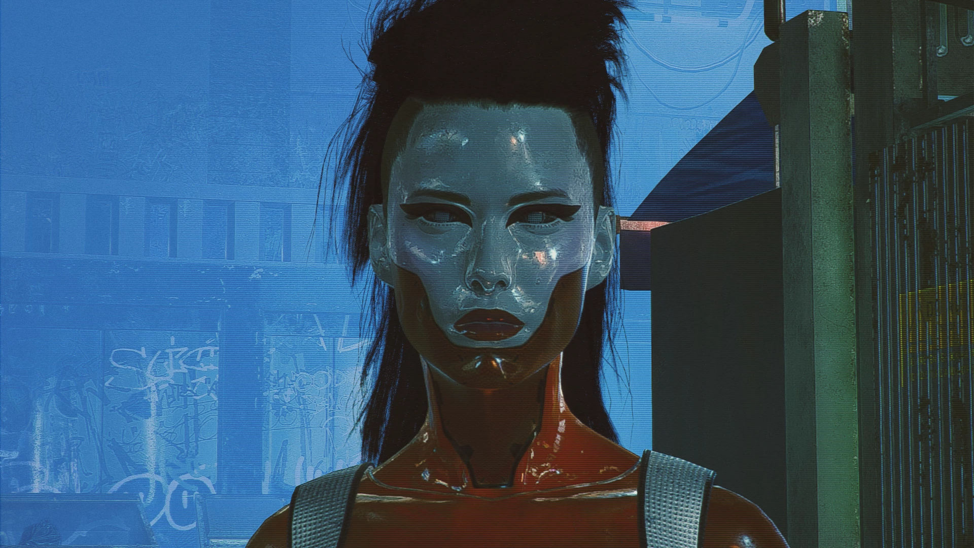Wallpaper #vRmoAo8BtGB6xQ78u0rK24 Tiger Claw Female 2 Blue Hue Wallpaper at Cyberpunk 2077 Nexus Mods