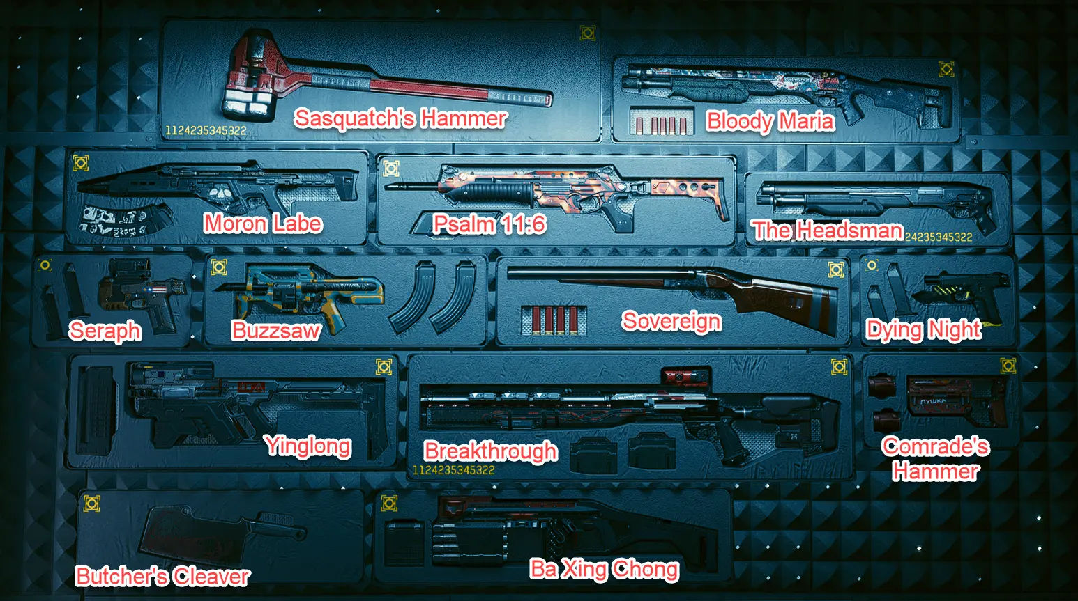 Wallpaper #3BmtHo8BtGB6xQ78N3mR11 List of All of vs Stash Wall Weapons in 20 Rcyberpunkgame