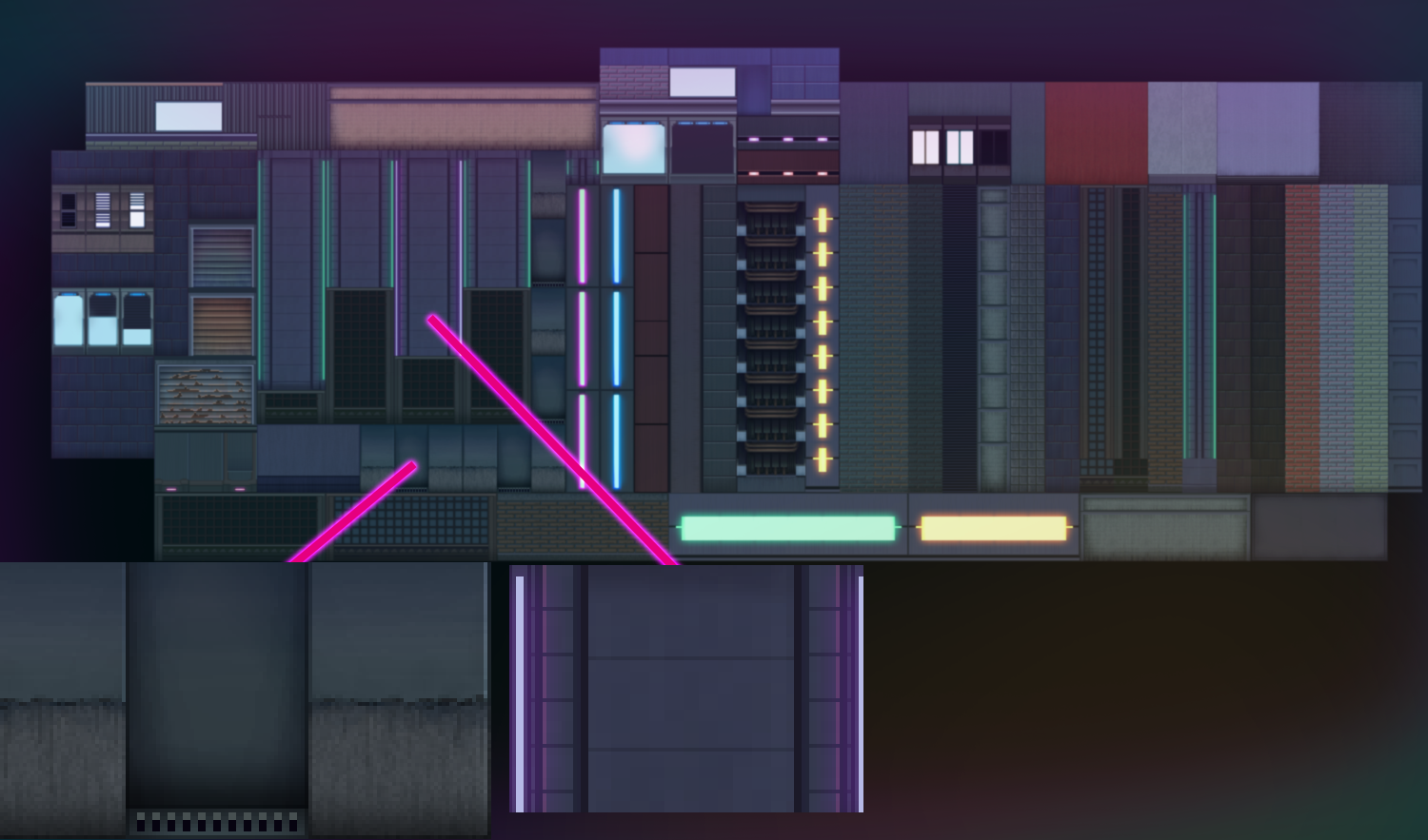 Wallpaper #-mgvGJMBSpphPi3-pxG321 Exterior Wall Preview Winlu Cyberpunk Tileset Interior by Winlu