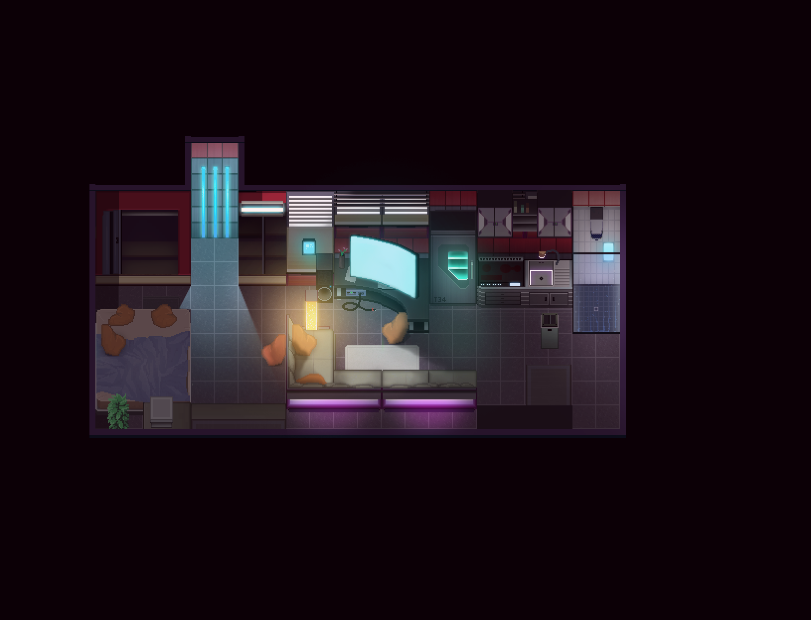 Wallpaper #-mgvGJMBSpphPi3-pxG333 Update Inside B Doors Winlu Cyberpunk Tileset Interior by Winlu