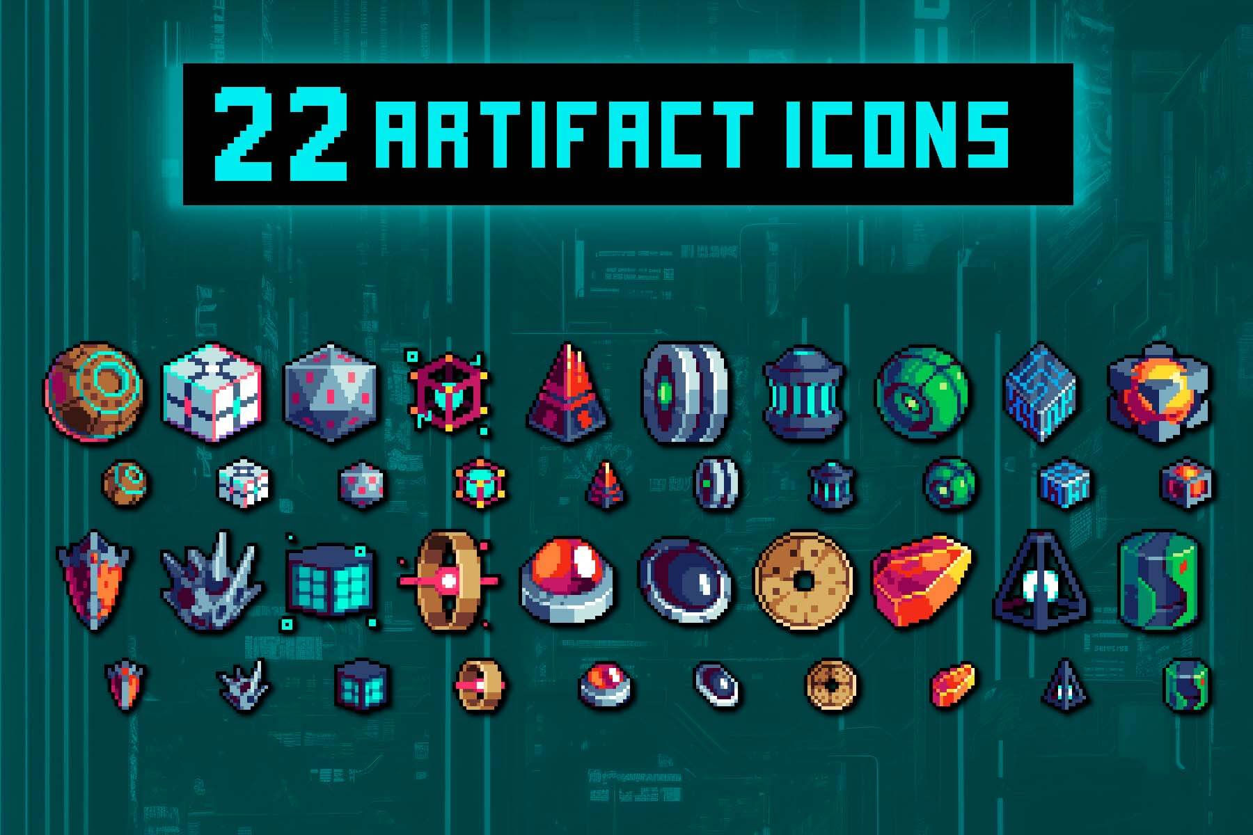 Wallpaper #-mgvGJMBSpphPi3-pxG352 Artifact Pixel Icons for Cyberpunk by Free Game Assets Gui Sprite