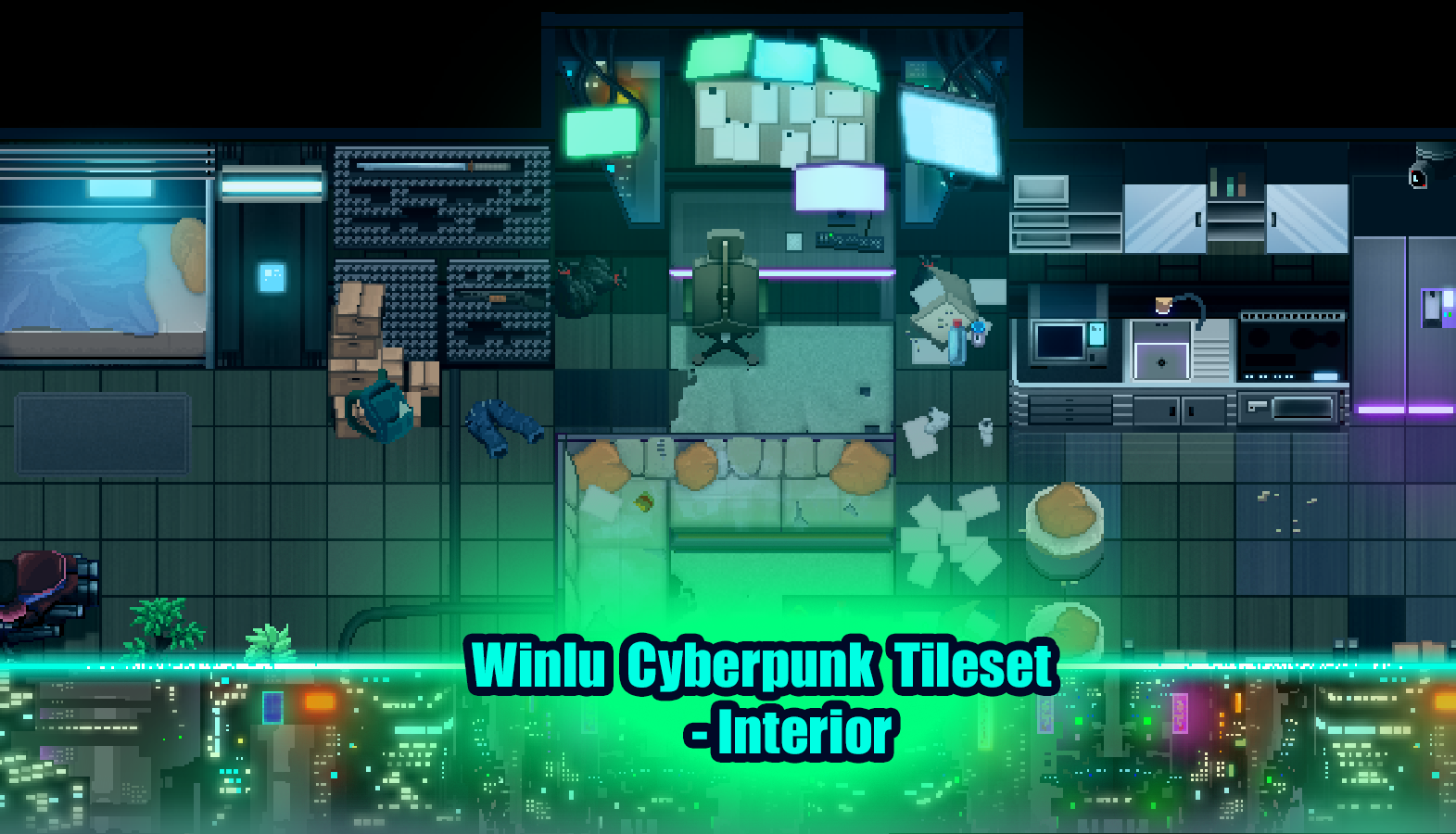 Wallpaper #-mgvGJMBSpphPi3-pxG314 Winlu Cyberpunk Tileset Interior by Winlu