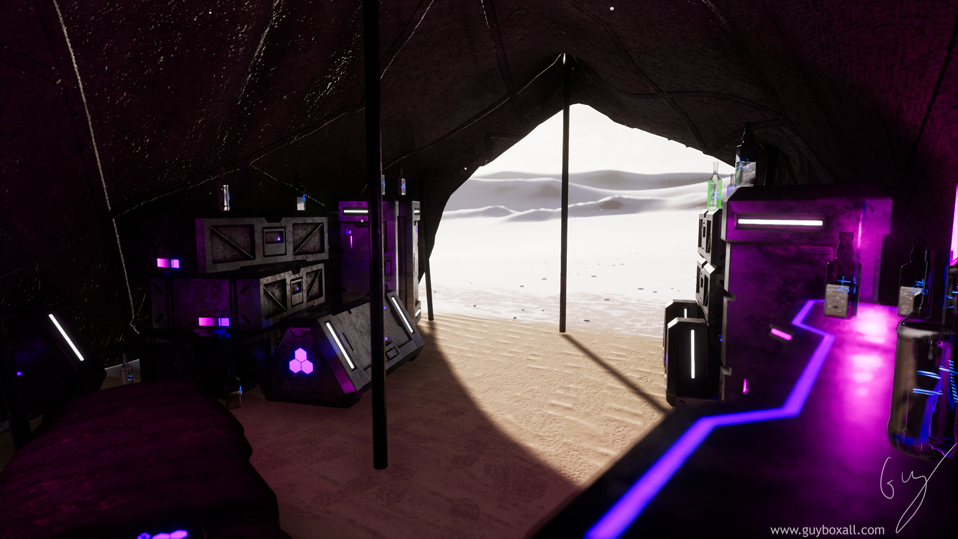 Wallpaper #ERmSBI8BtGB6xQ787E_D12 Cyberpunk Nomadic Desert Environment by Guyboxall