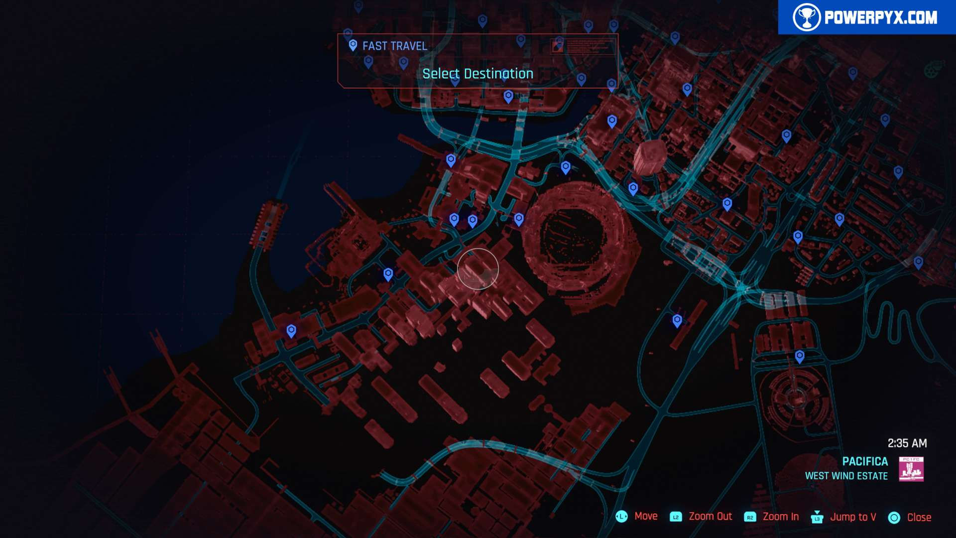 Wallpaper #7xk6BI8BtGB6xQ78ZU1y39 Cyberpunk 2077 All Fast Travel Dataterms Locations