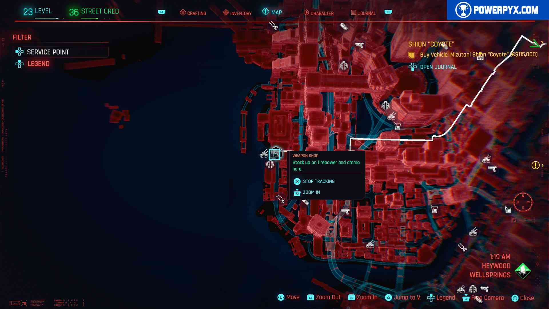 Wallpaper #ohrJUJMB1yWOL4qgf4DL178 Cyberpunk 2077 All Weapon Shop Locations