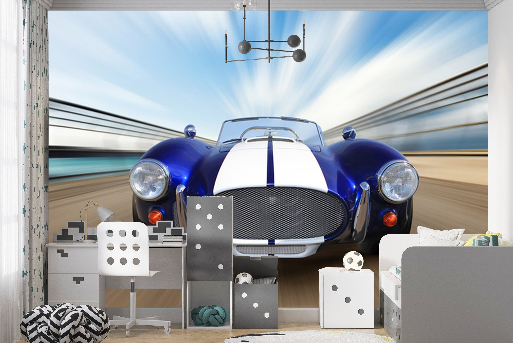 Wallpaper #rkUvl44B7YBJg1BV8qDJ6 Blue Classic Car Wall Mural Retro Transport Wallpaper Boys Bedroom