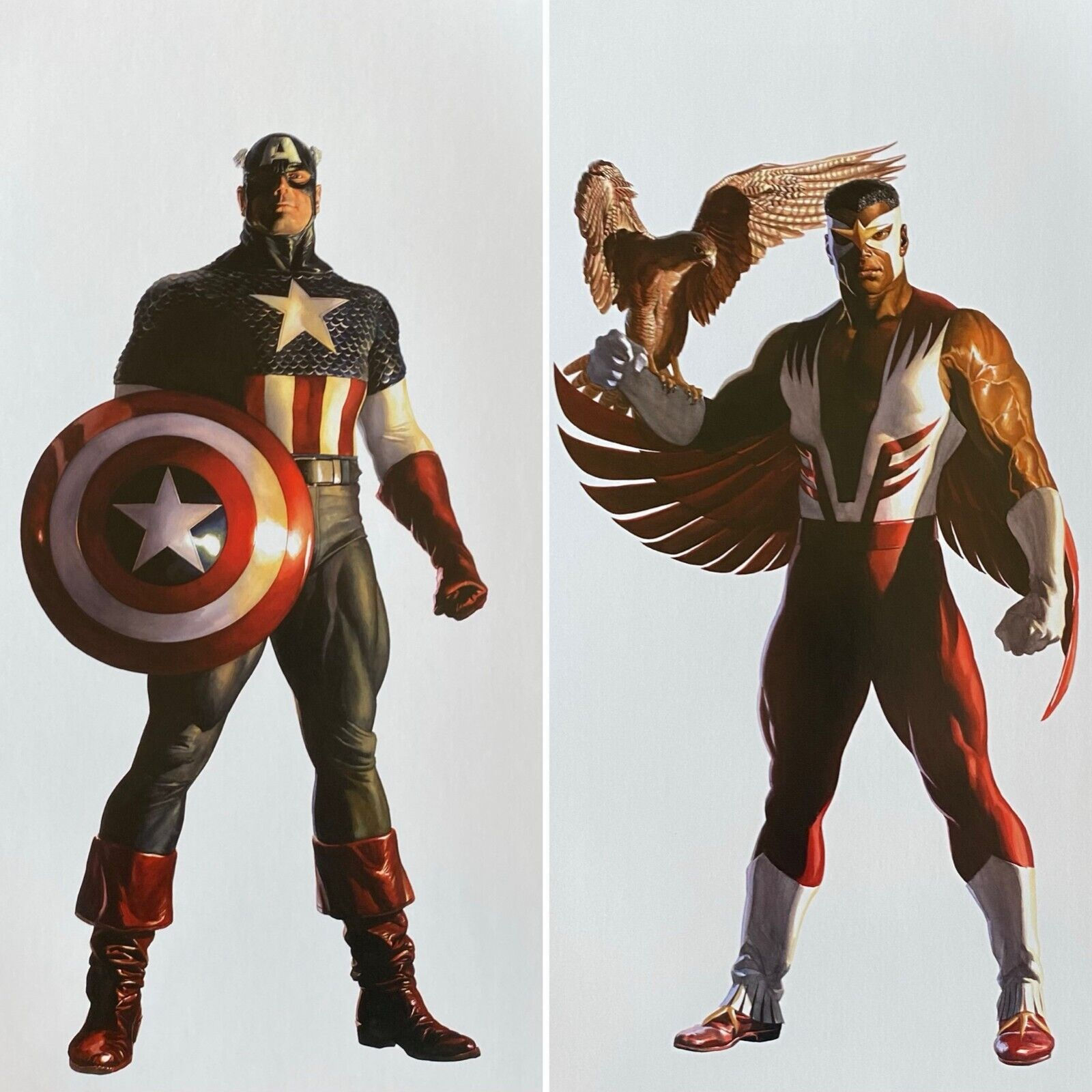 Wallpaper #6mgpH5MBSpphPi3-WCp1296 Alex Ross Rare Captain America Falcon Fine Art Print Set of 2 Portraits