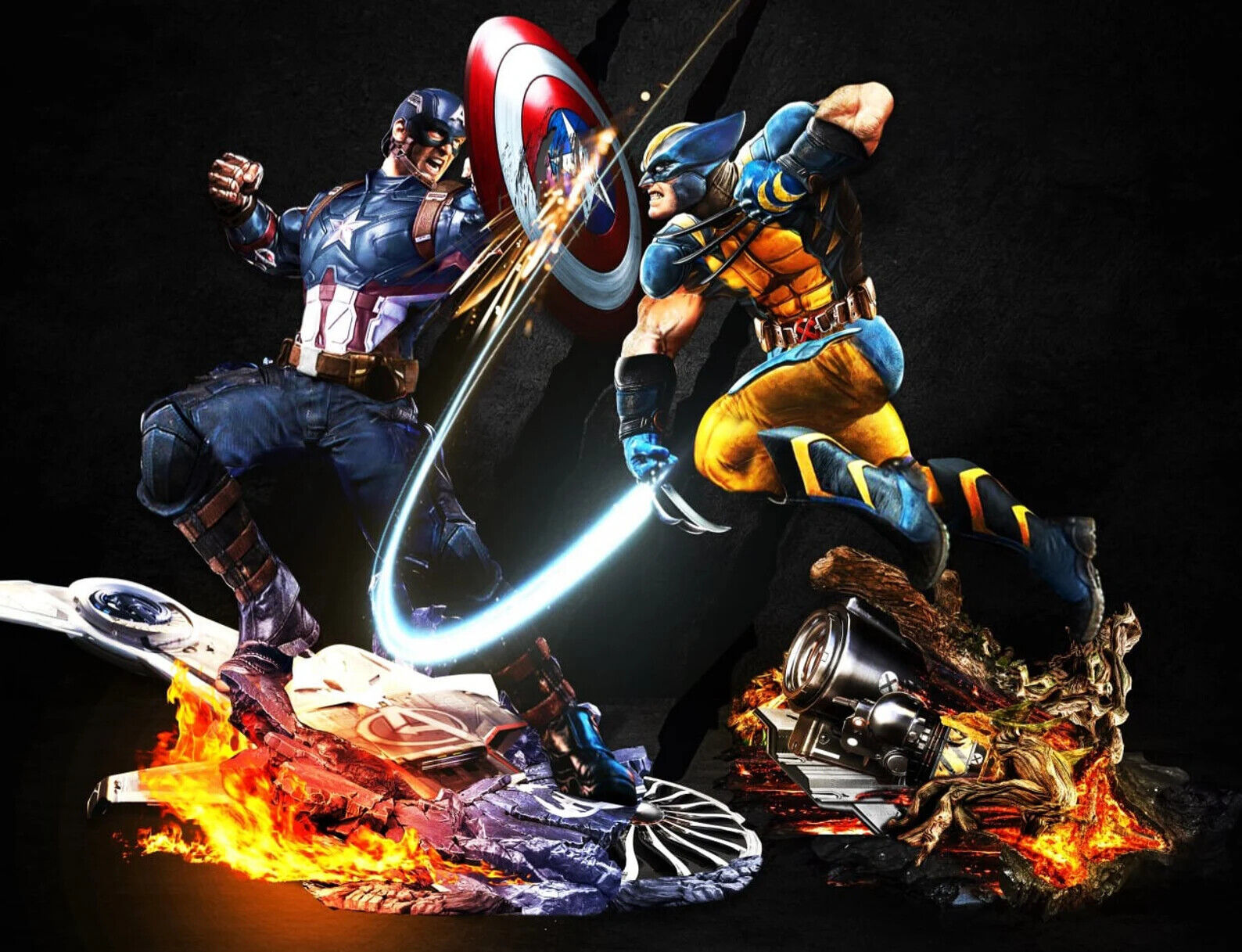 Wallpaper #d2e9d Wolverine vs Captain America by Mike Zeck from the Marvel Project