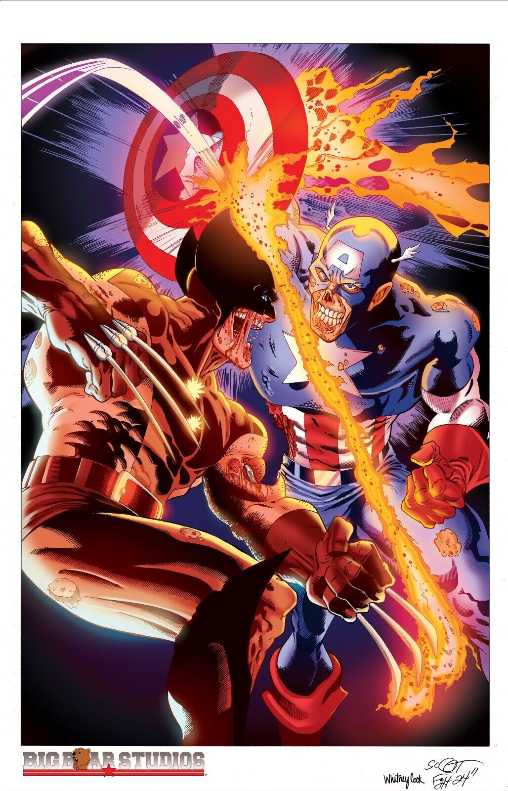 Wallpaper #d2e9d Wolverine vs Captain America by Mike Zeck from the Marvel Project