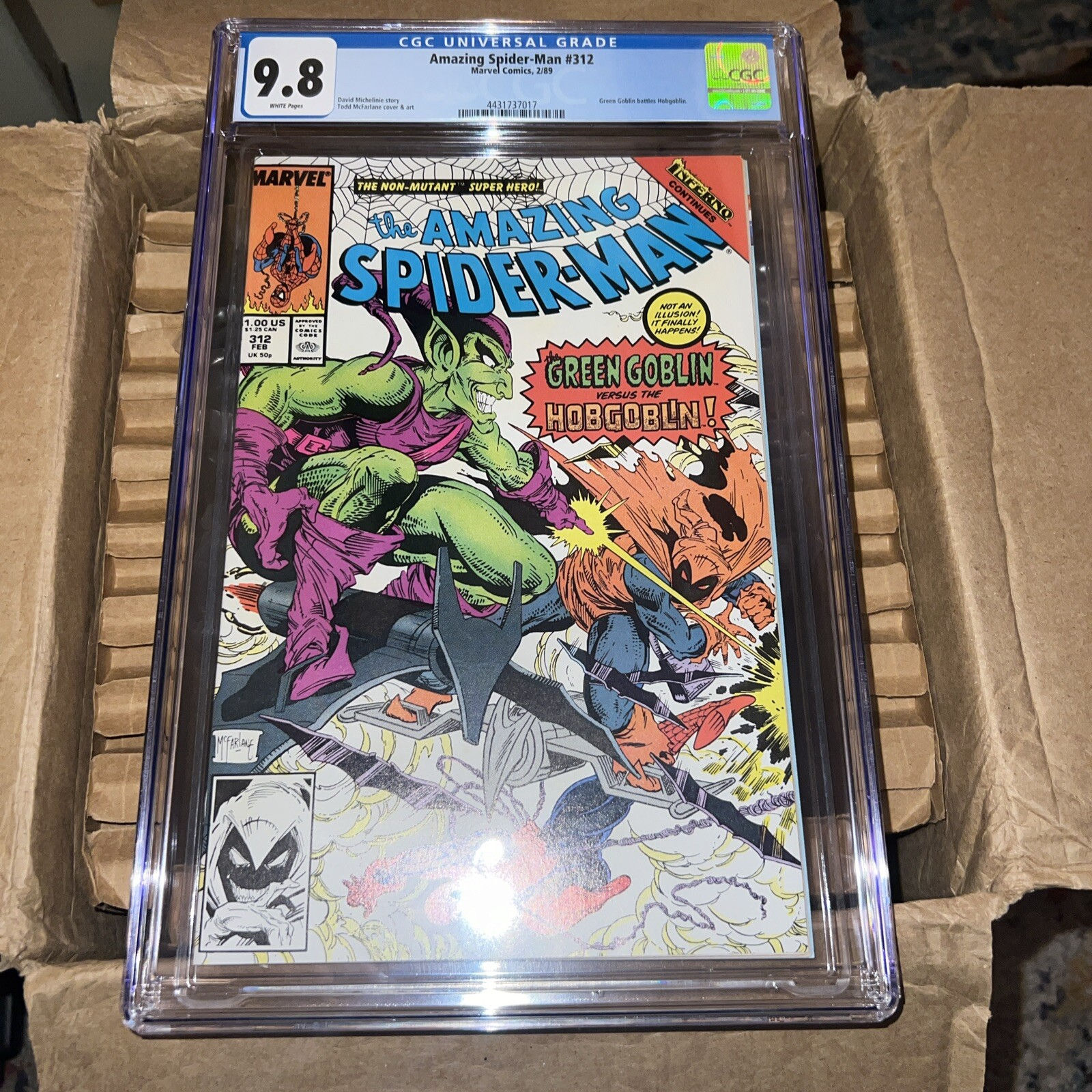 Wallpaper #GkAxMJMBJhL2WPbaVMA610 The Amazing Spider Man 312 1989 Cgc 98 Todd Mcfarlane Green Goblin V