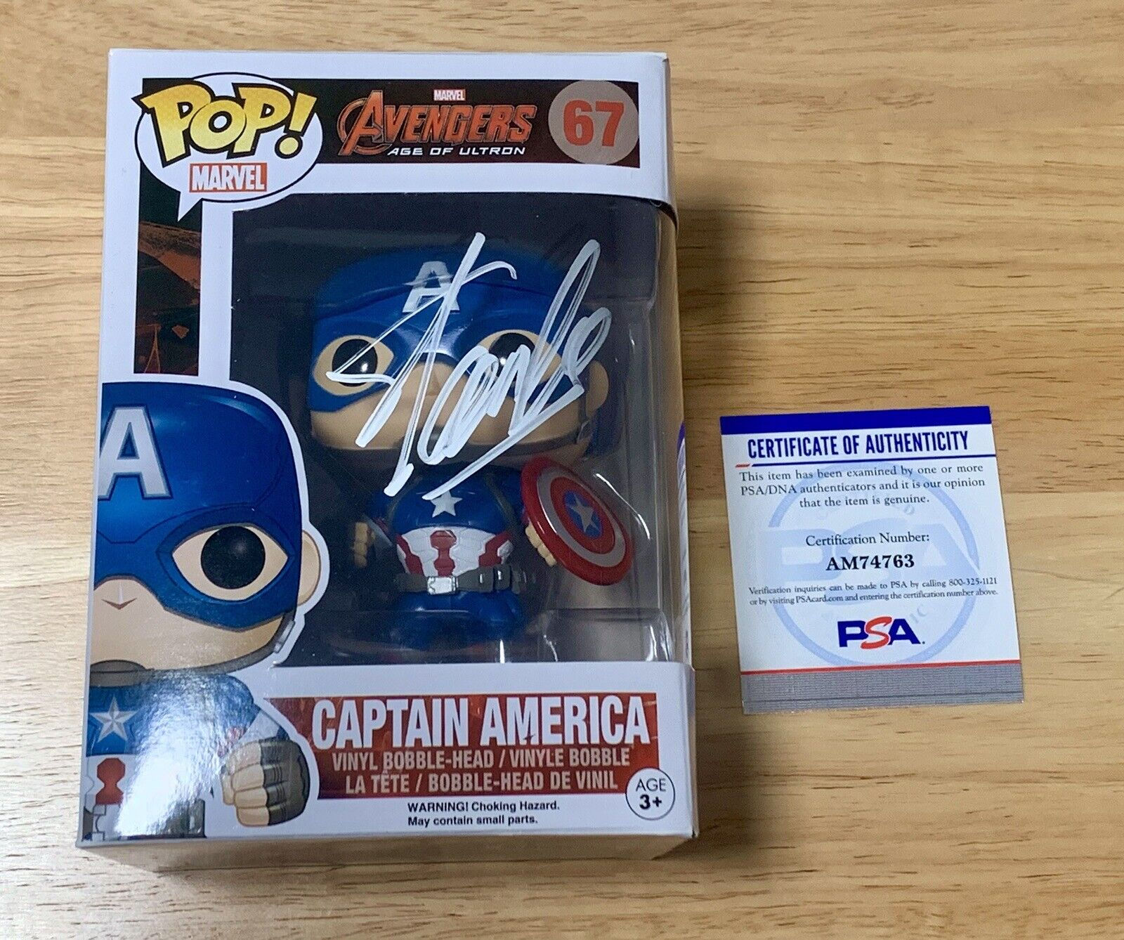 Wallpaper #vWfWEJMBSpphPi3-LPSt151 Stan Lee Signed Avengers Captain America Funko Pop 67 Psadna