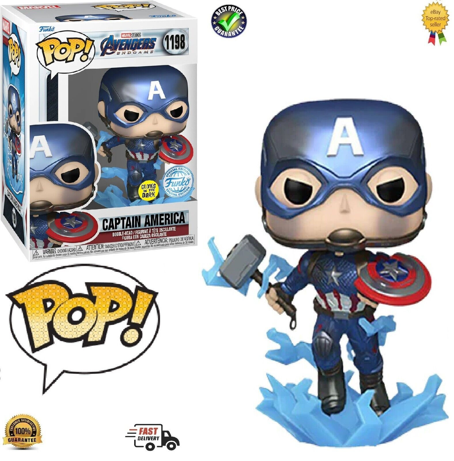 Wallpaper #vWfWEJMBSpphPi3-LPSt70 Funko Pop Marvel Avengers Endgame Captain America 1198 Gitd Special