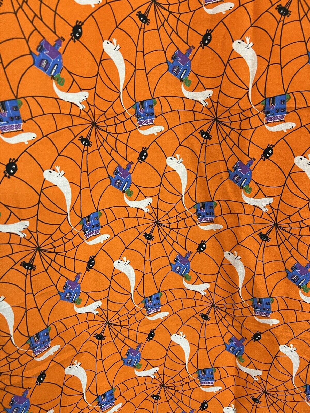 Wallpaper #R_S4OZMBKFX8bn3rxndT270 Halloween Ghost Spiders Web Orange Cotton Fabric Sew Quilt Craft 44