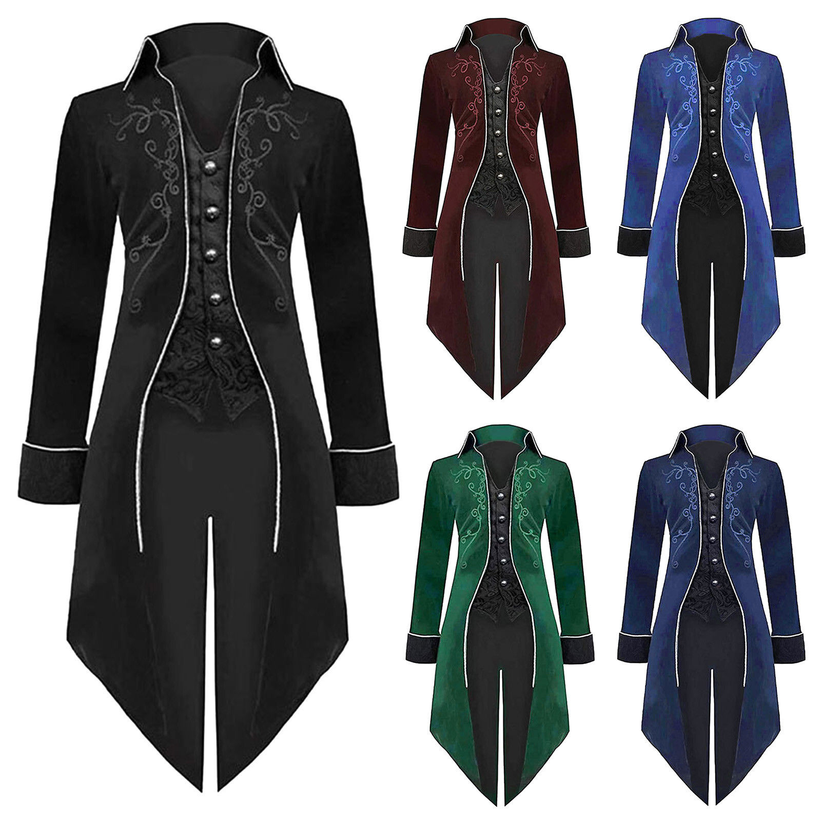 Wallpaper #kyxGSZMB0E1QgA7wmPIG92 Mens Cosplay Halloween Costume Gown Coat Steampunk Gothic Medieval Long