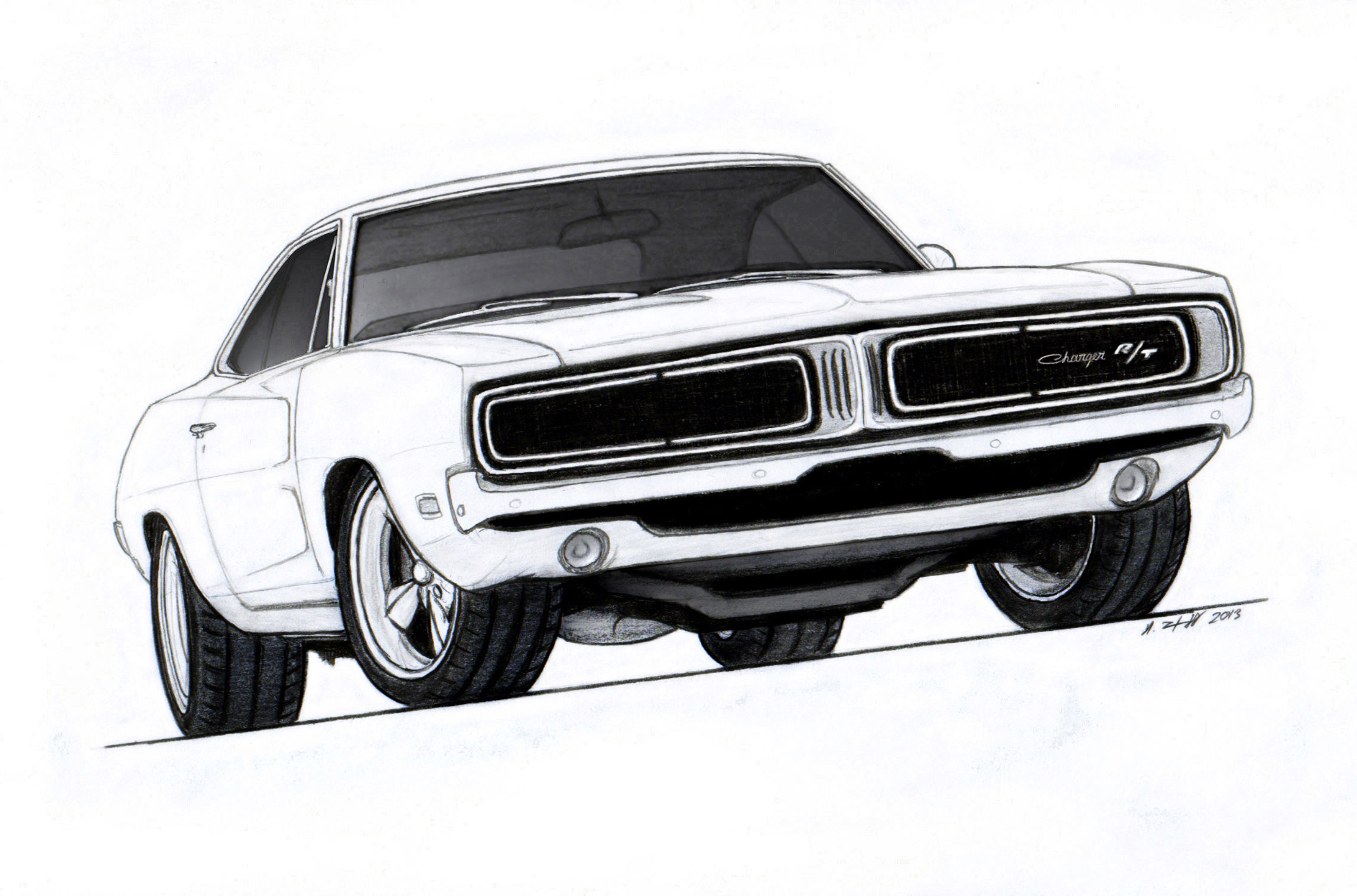 Wallpaper #rBkfOI8BtGB6xQ788qcB3 1969 Dodge Charger Rt Pro Touring Drawing by Vertualissimo on Deviantart