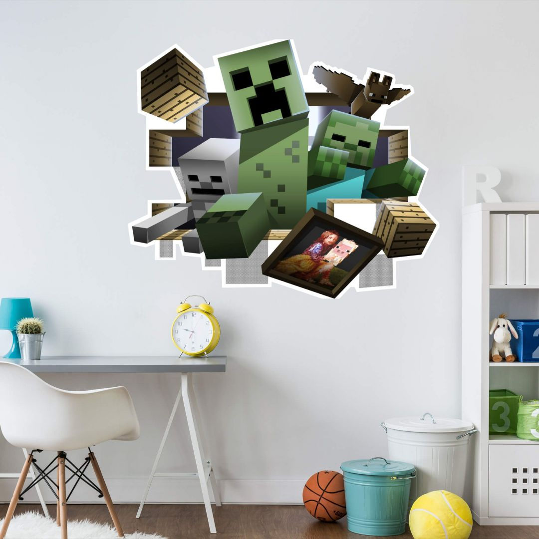 Wallpaper #VBmVDo8BtGB6xQ78XVqJ4 Wall Sticker Minecraft Baddies Breaking Through Wall