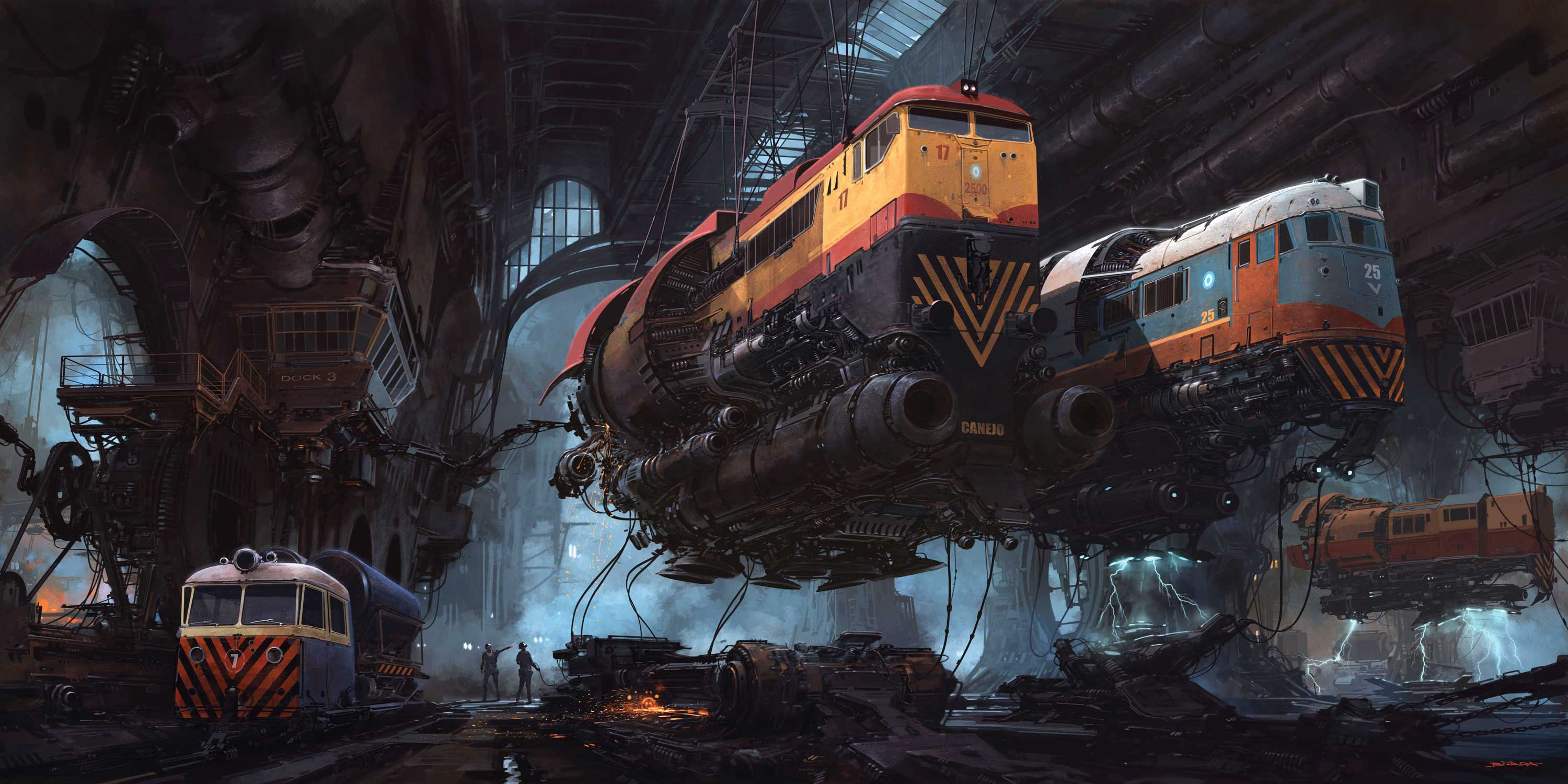 Wallpaper #yx2HLZMBlOZrFDOkTNDO165 Cyberpunk Locomotive Haven HD Wallpaper by Alejandro Burdisio