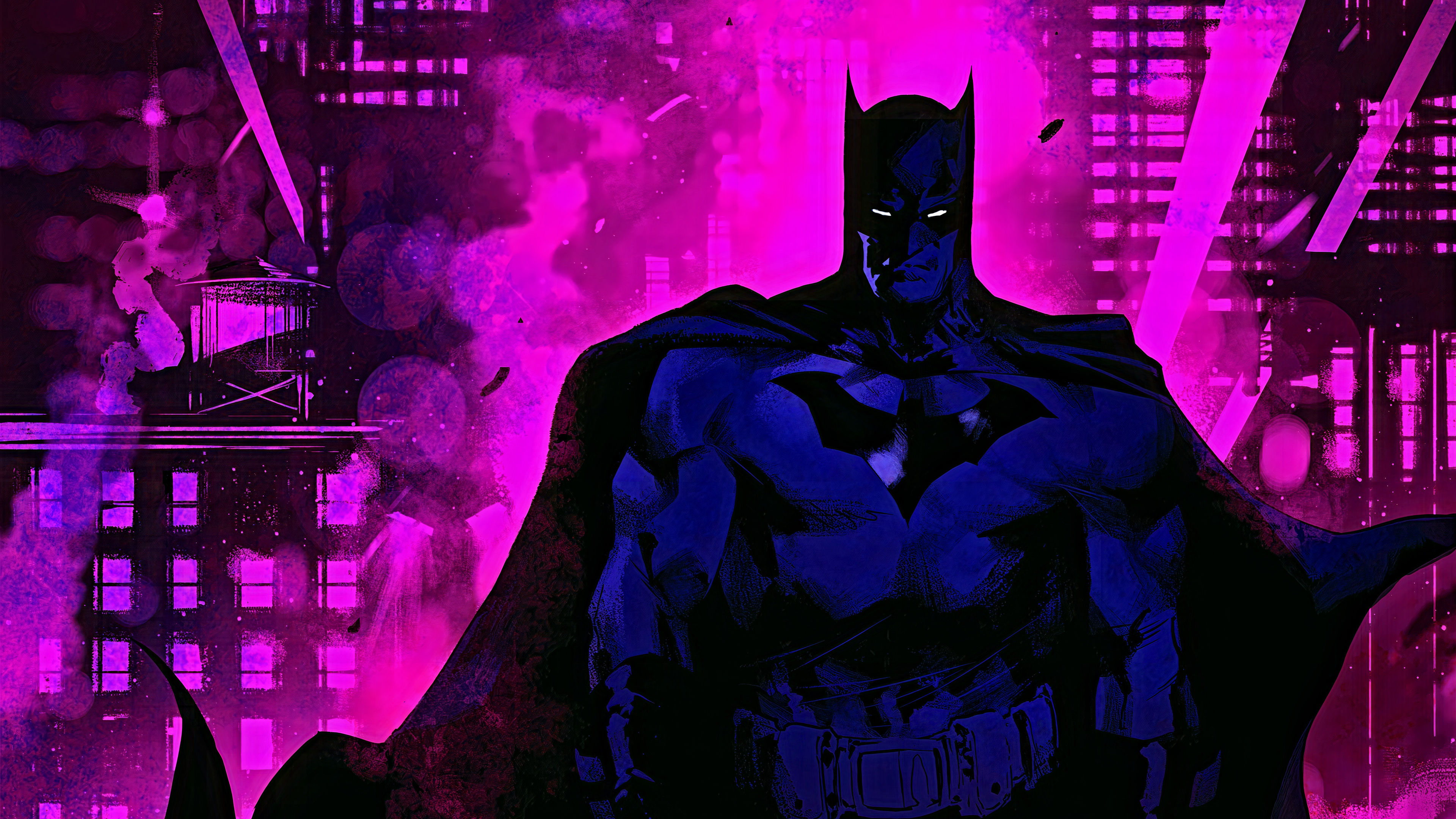 Wallpaper #50Ukk44B7YBJg1BVR54v31 Batman Standing in a Purple Neon City