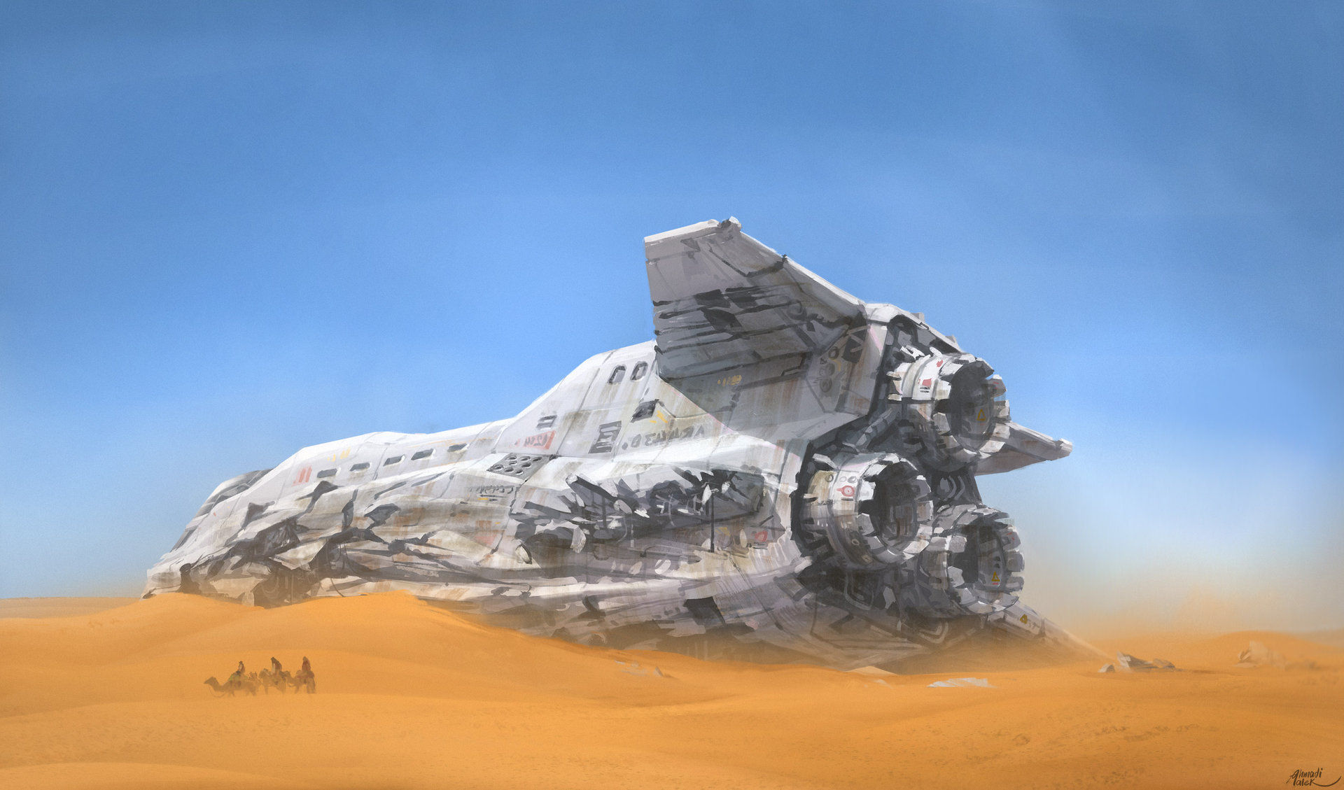 Wallpaper #h2jeIZMBSpphPi3-BDEJ60 Download Desert Sci Fi Spaceship HD Wallpaper by Mehrdad Malek