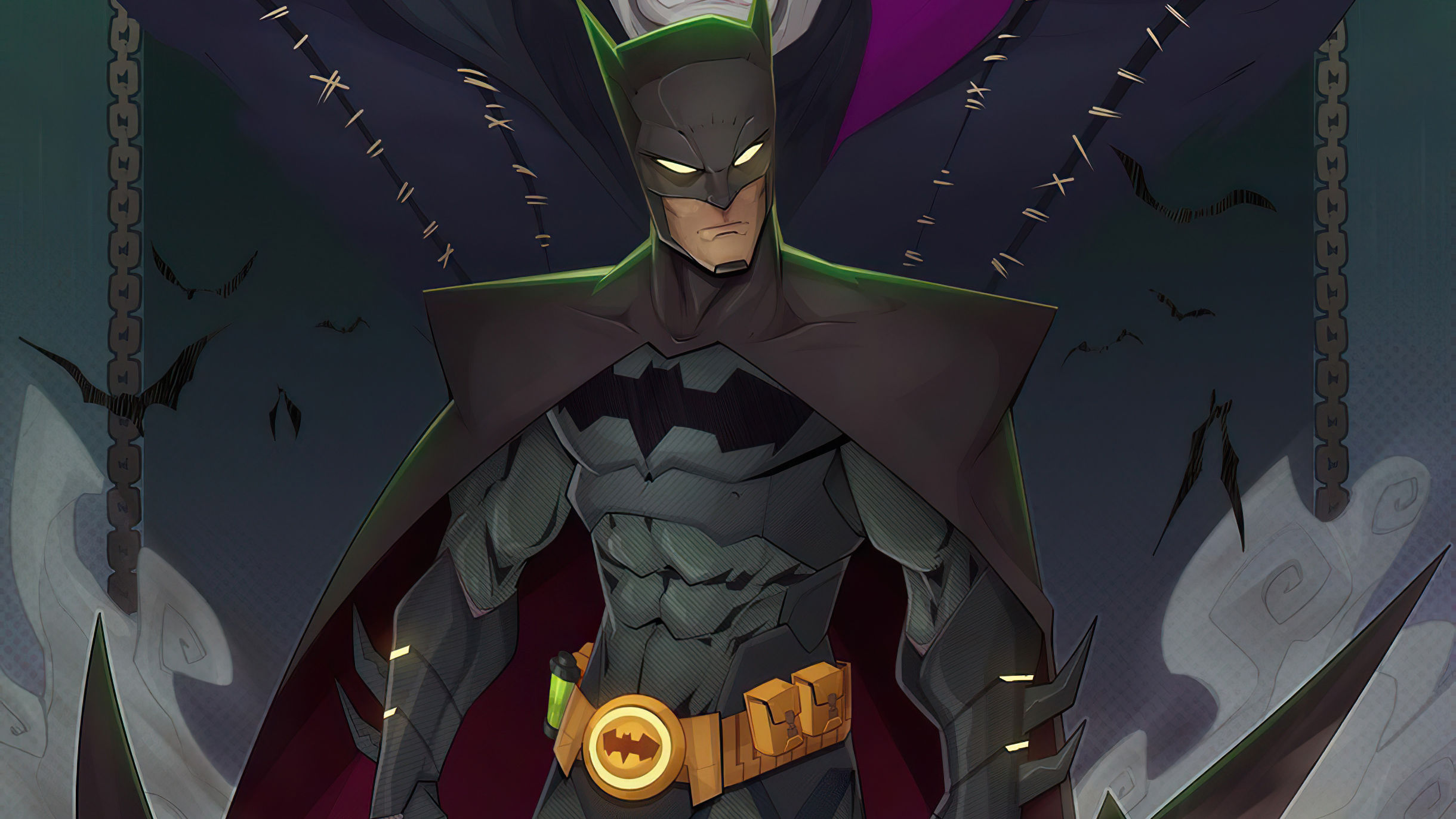 Wallpaper #UnfFJpMB-pgBXx60VaNl224 Batman with Black Cape and Gold Utility Belt