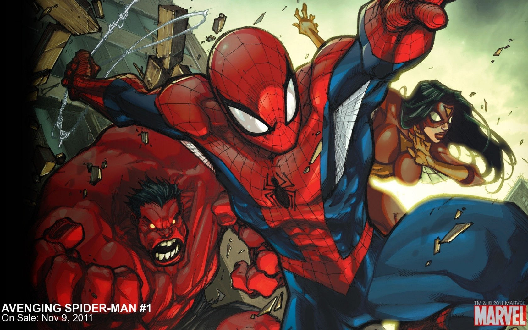 Wallpaper #ihk4E48BtGB6xQ78h2Xi48 Avenging Spider Man Red Hulk Spider Woman Marvel Comics Spiderman