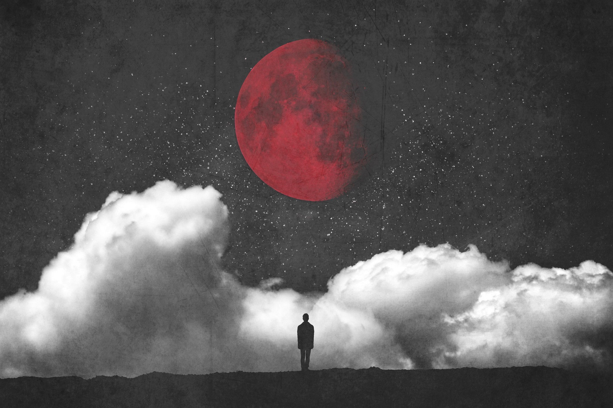 Wallpaper #NR0MLZMBlOZrFDOkDs7f145 Fantasy Art Red Moon Moon Clouds Minimalism Silhouette Wallpapers