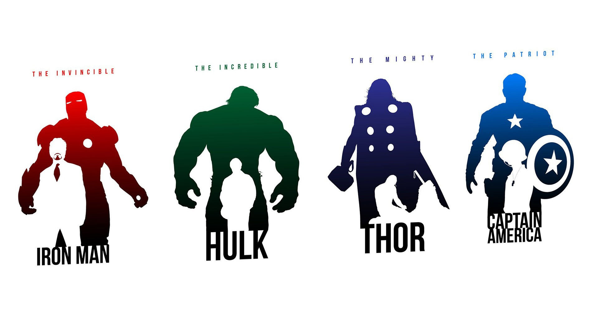 Wallpaper #lWcQDZMBSpphPi3-ZOLv247 Hulk Comic Character Iron Man Thor Captain America Silhouette Marvel