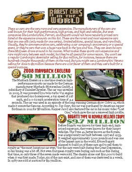 Wallpaper #KbhL2ZIBJvJKYCmEsuxL281 Rarest Cars in the World Activity Packet by Lovers of Learning Tpt