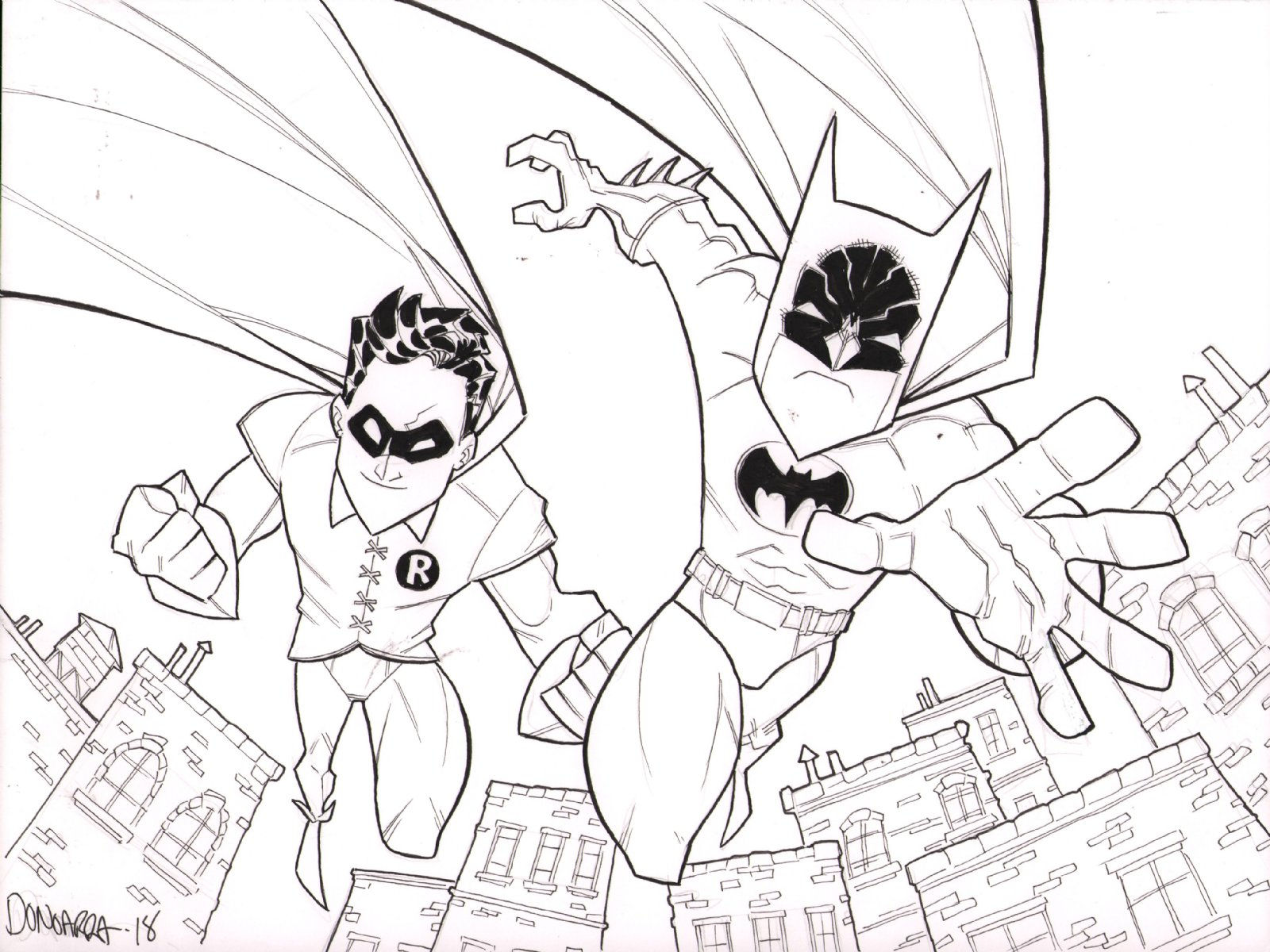 Wallpaper #G73uo5cBxtB1RJ-KW7kU58 Batman Robin in Gotham Cityscape Commission Signed Nerd Crawler