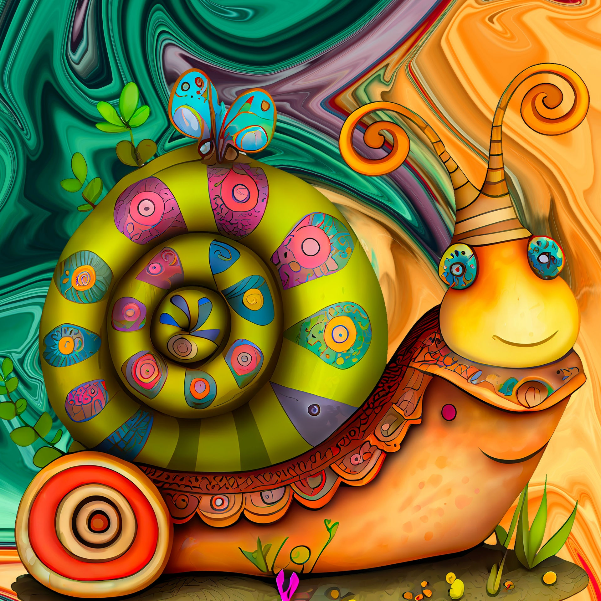 Wallpaper #7DE0NZMB5zzyi_yYk1WD291 Psychedelic Snail Character Free Stock Photo Public Domain Pictures