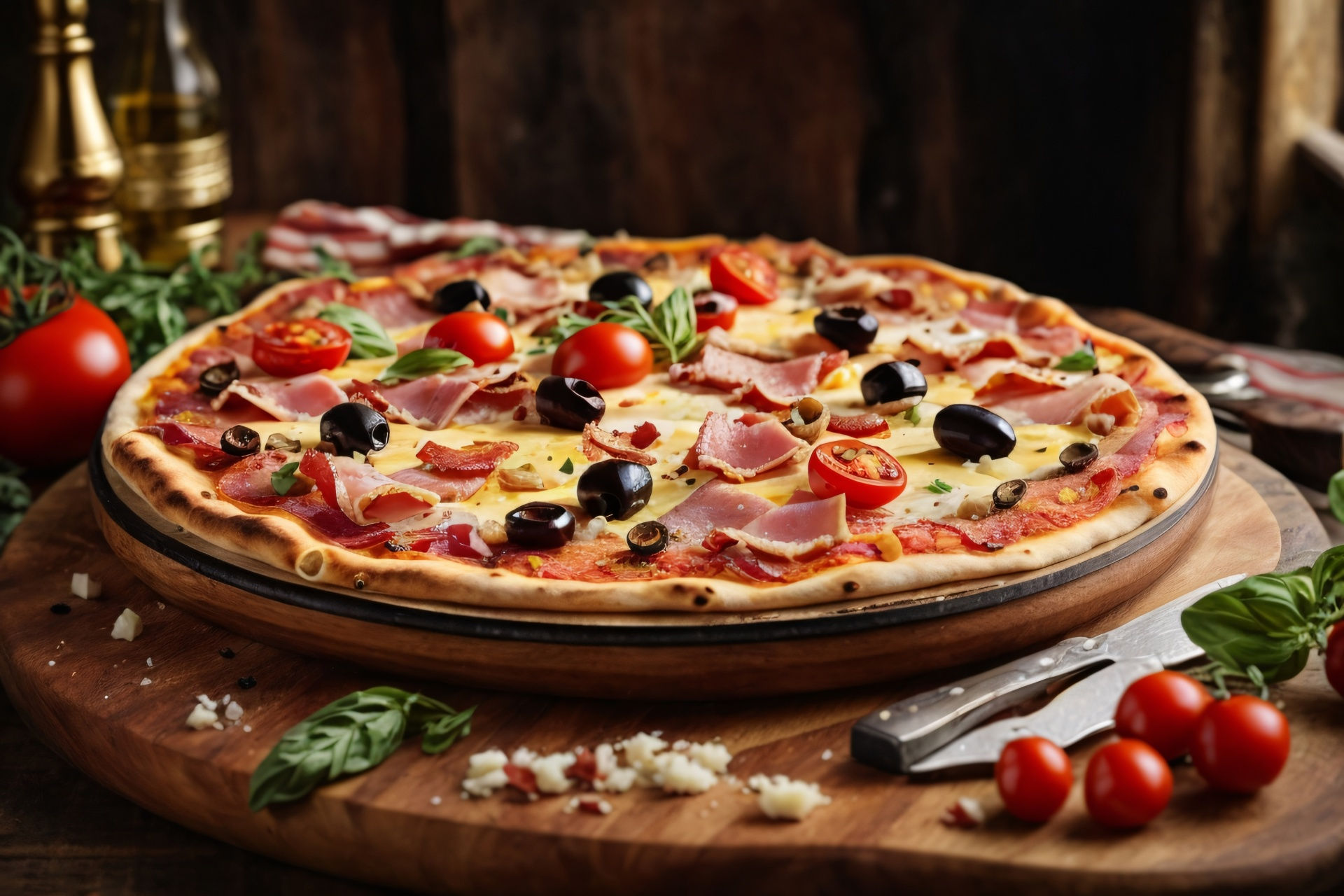 Wallpaper #hGcuDZMBSpphPi3-SeOZ266 Richly Decorated Italian Pizza Free Stock Photo Public Domain Pictures