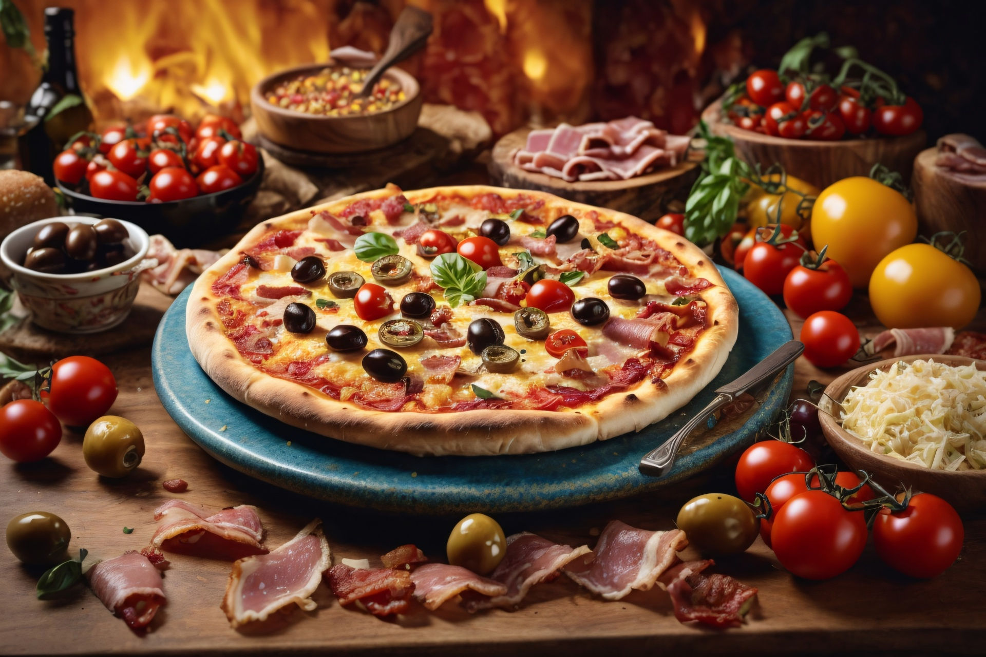 Wallpaper #hGcuDZMBSpphPi3-SeOZ160 Richly Decorated Italian Pizza Free Stock Photo Public Domain Pictures